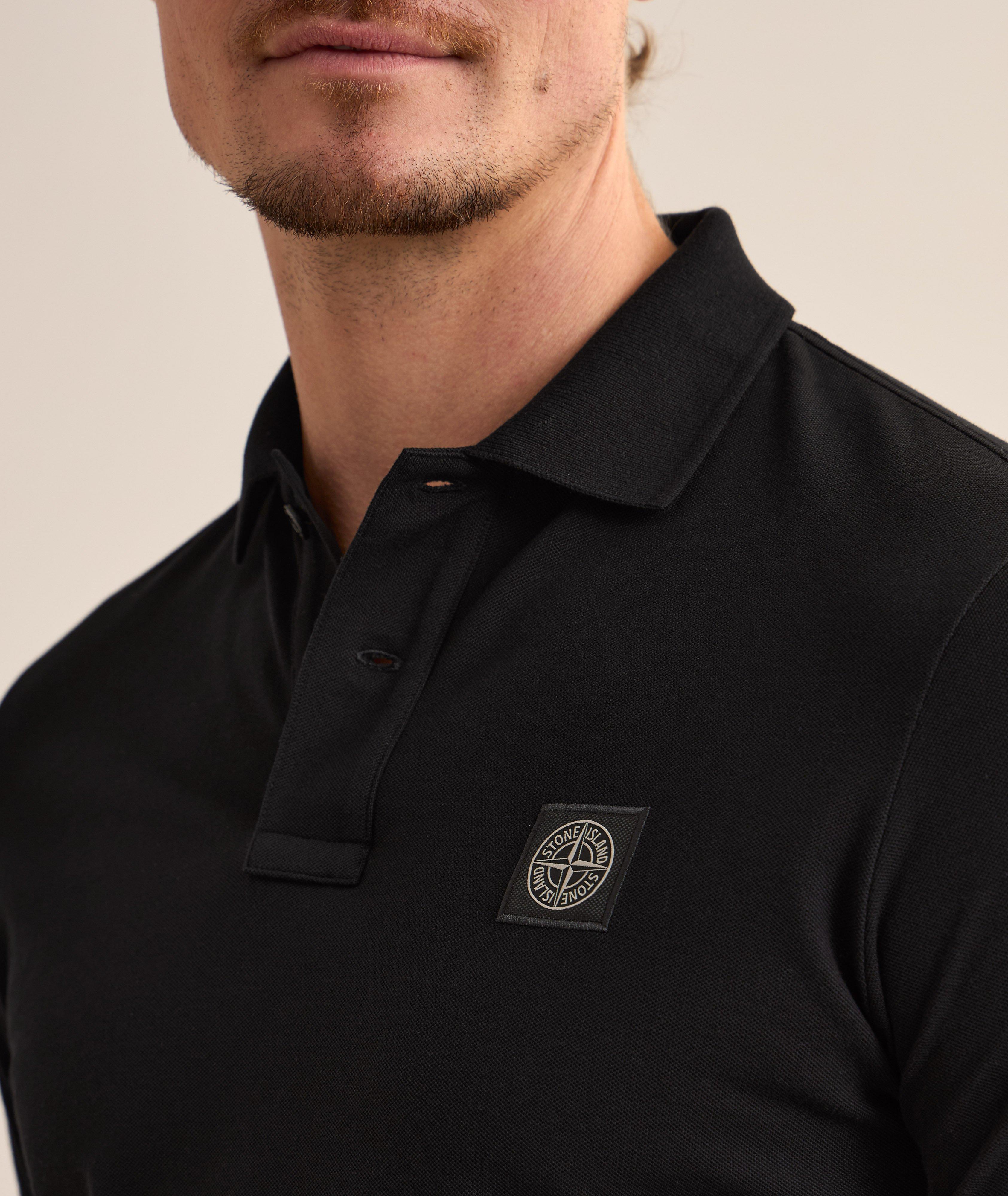 Polo en coton extensible avec écusson de marque image 3