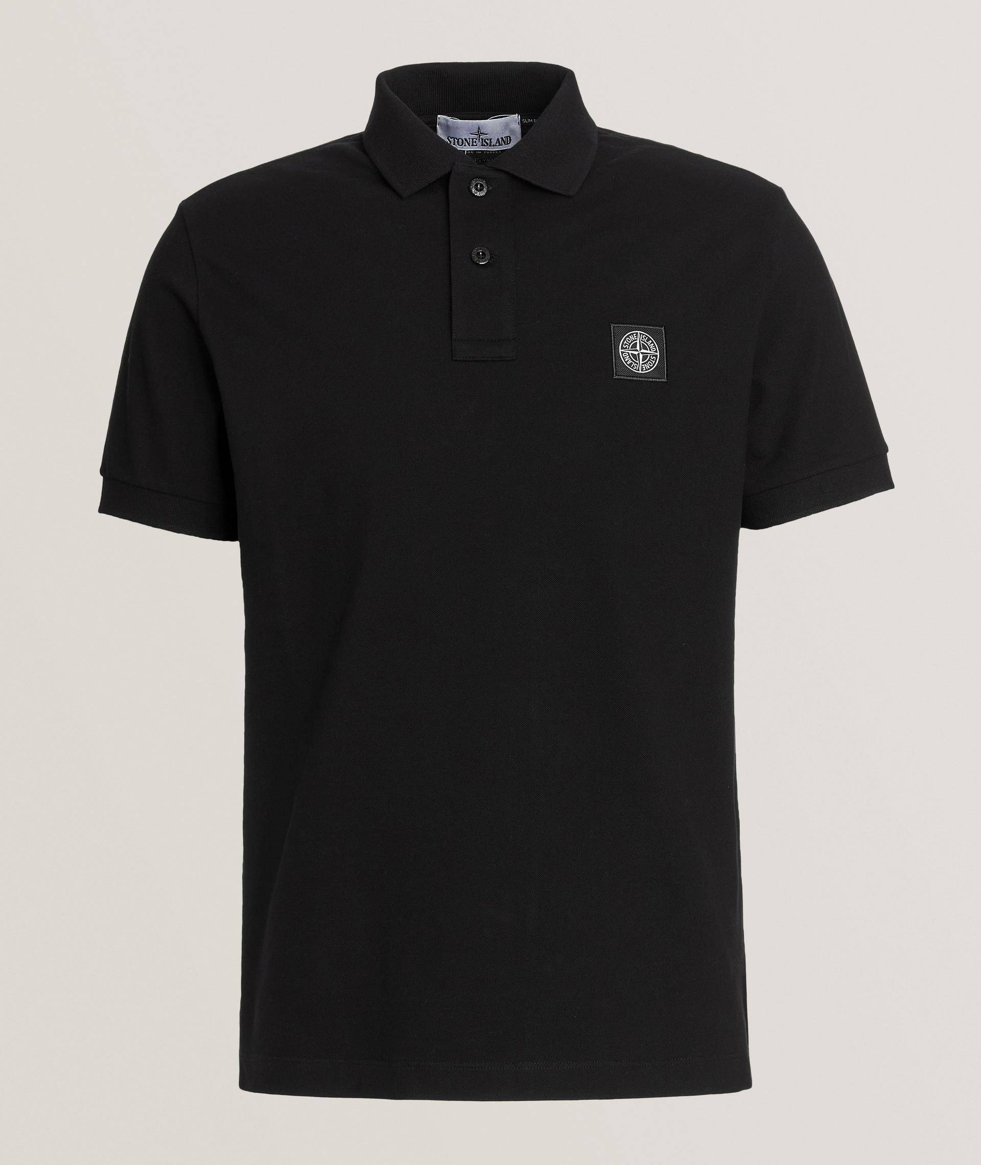 Polo en coton extensible avec écusson de marque image 0