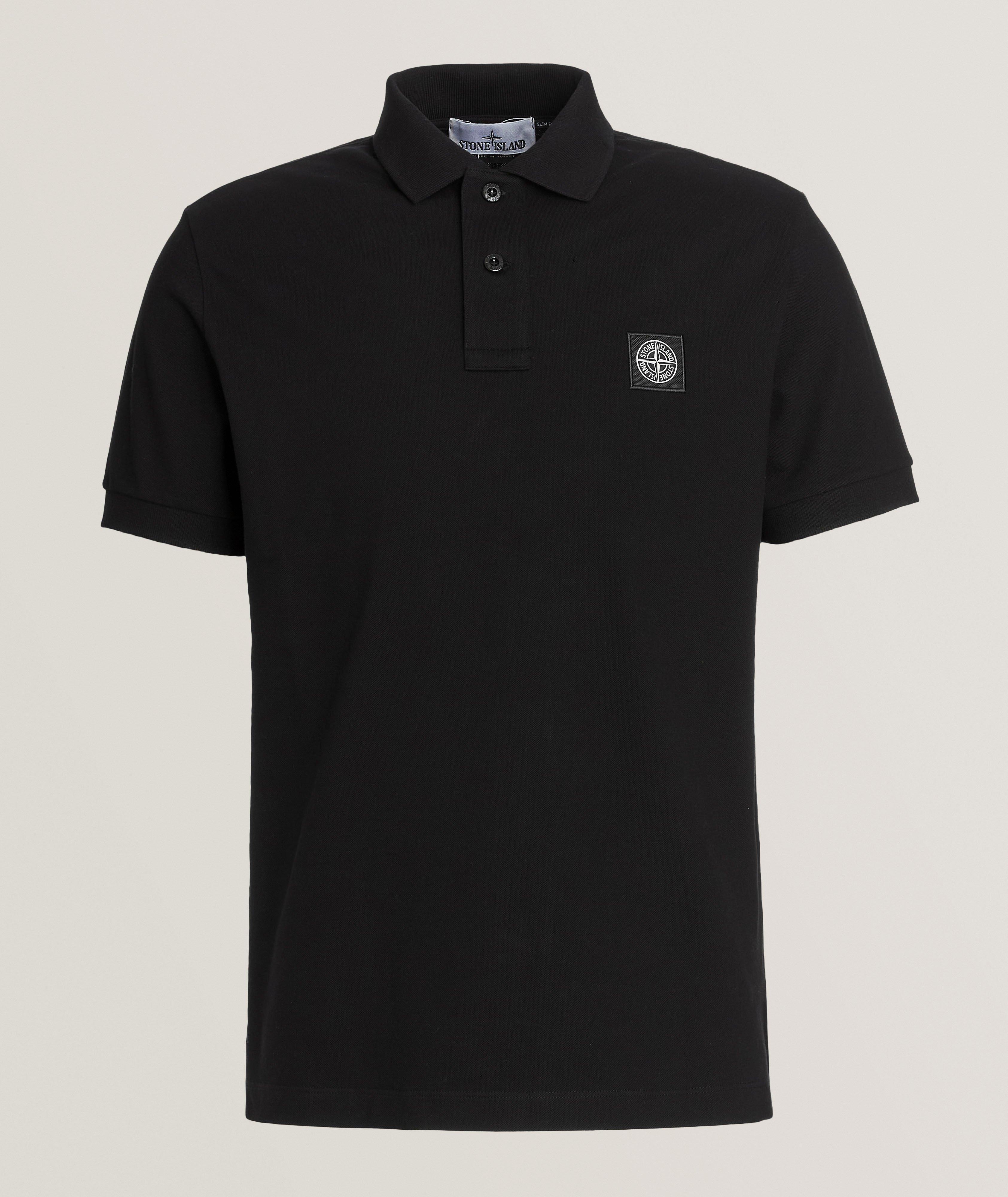Polo en coton extensible avec écusson de marque image 0