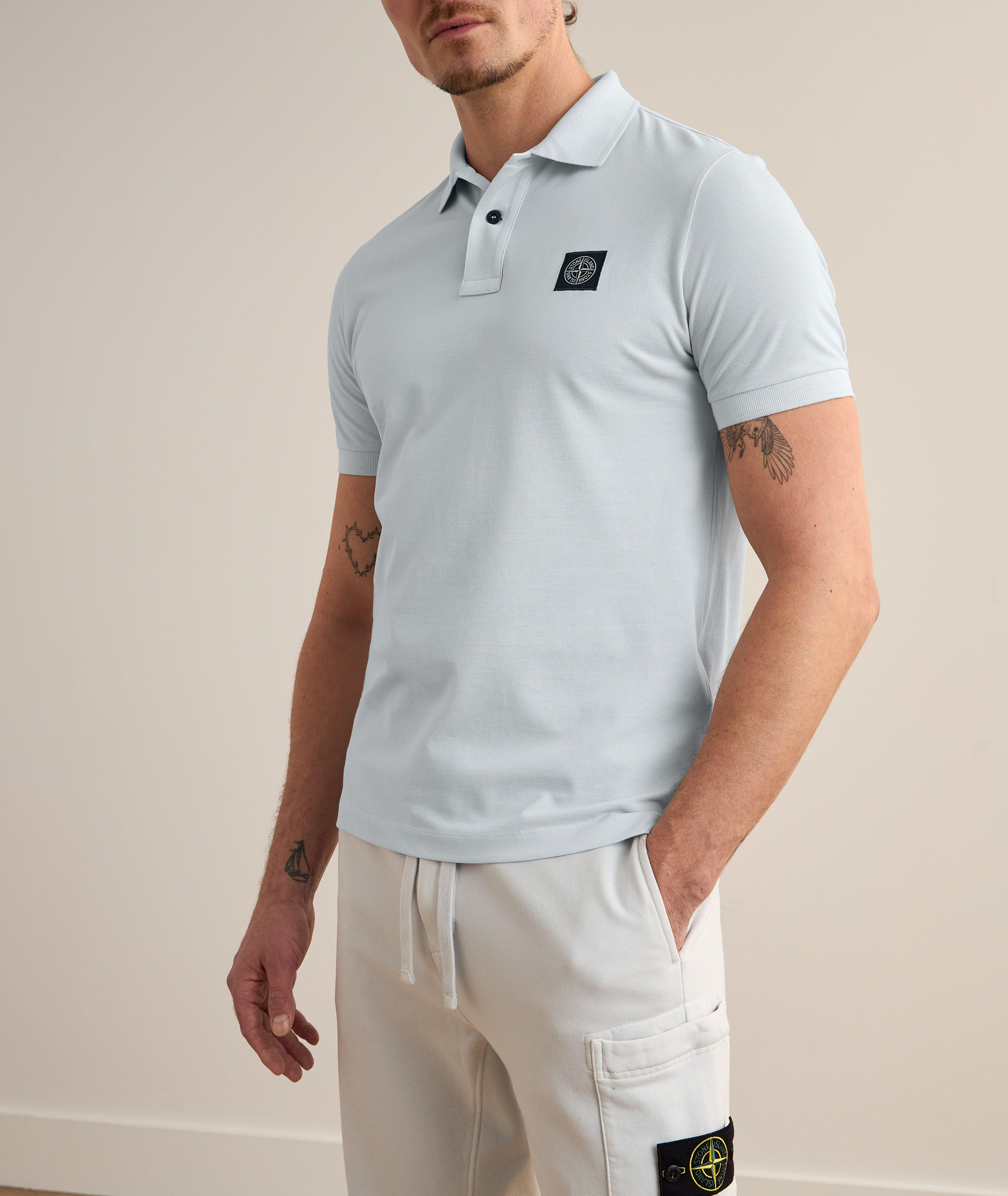 Polo en coton extensible avec écusson de marque image 1