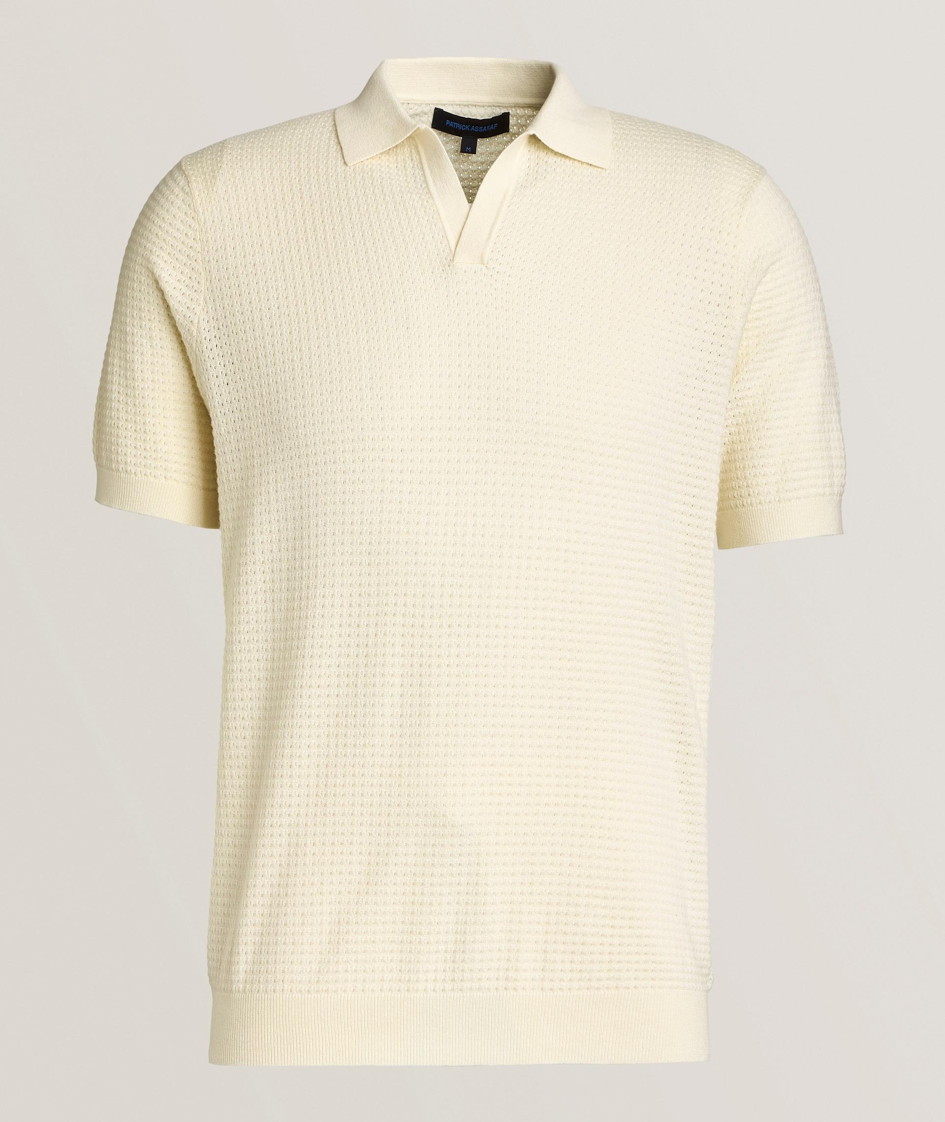Open Collar Textured Knit Polo  image 0