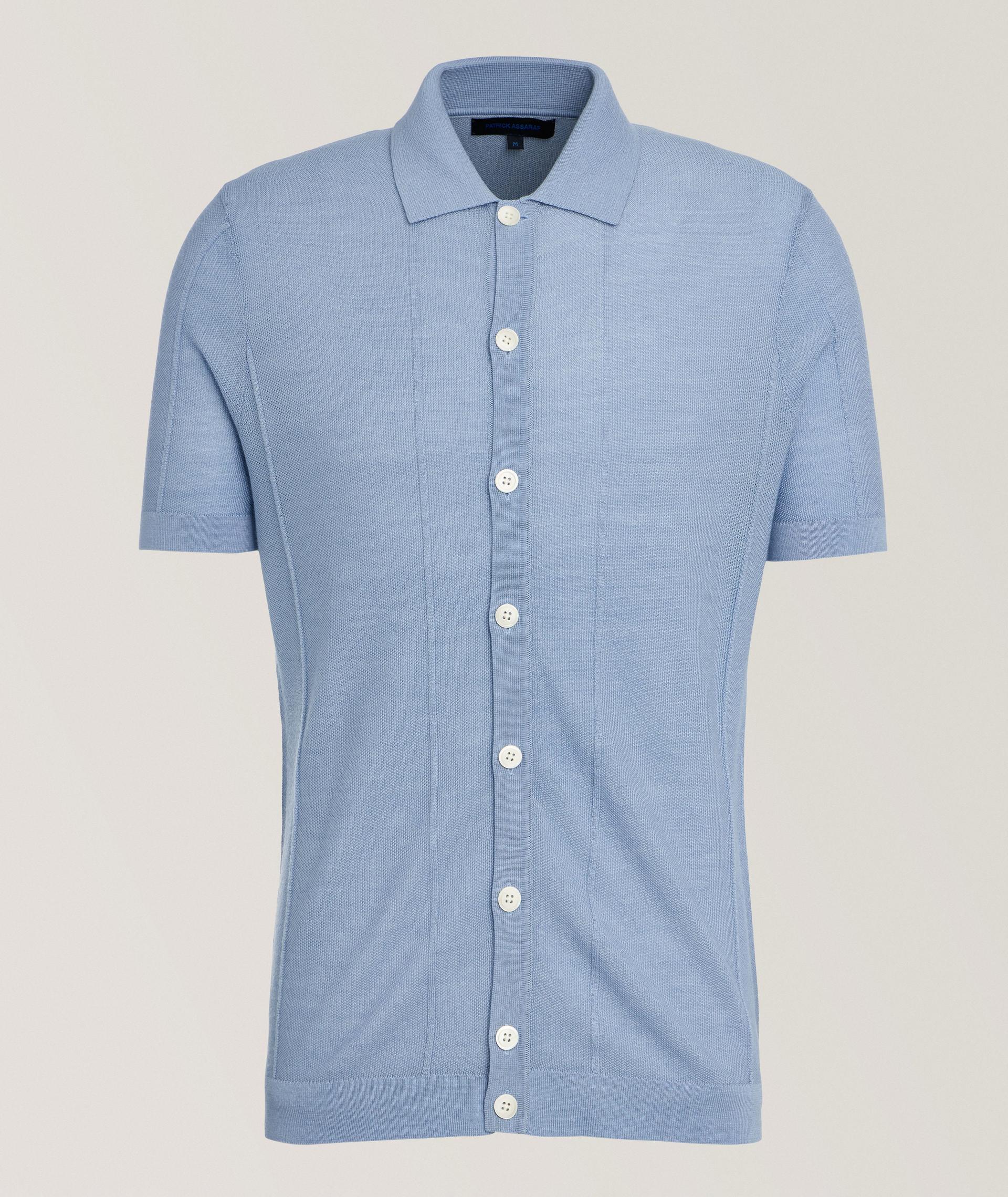 Extrafine Merino Wool-Silk Button Polo image 0