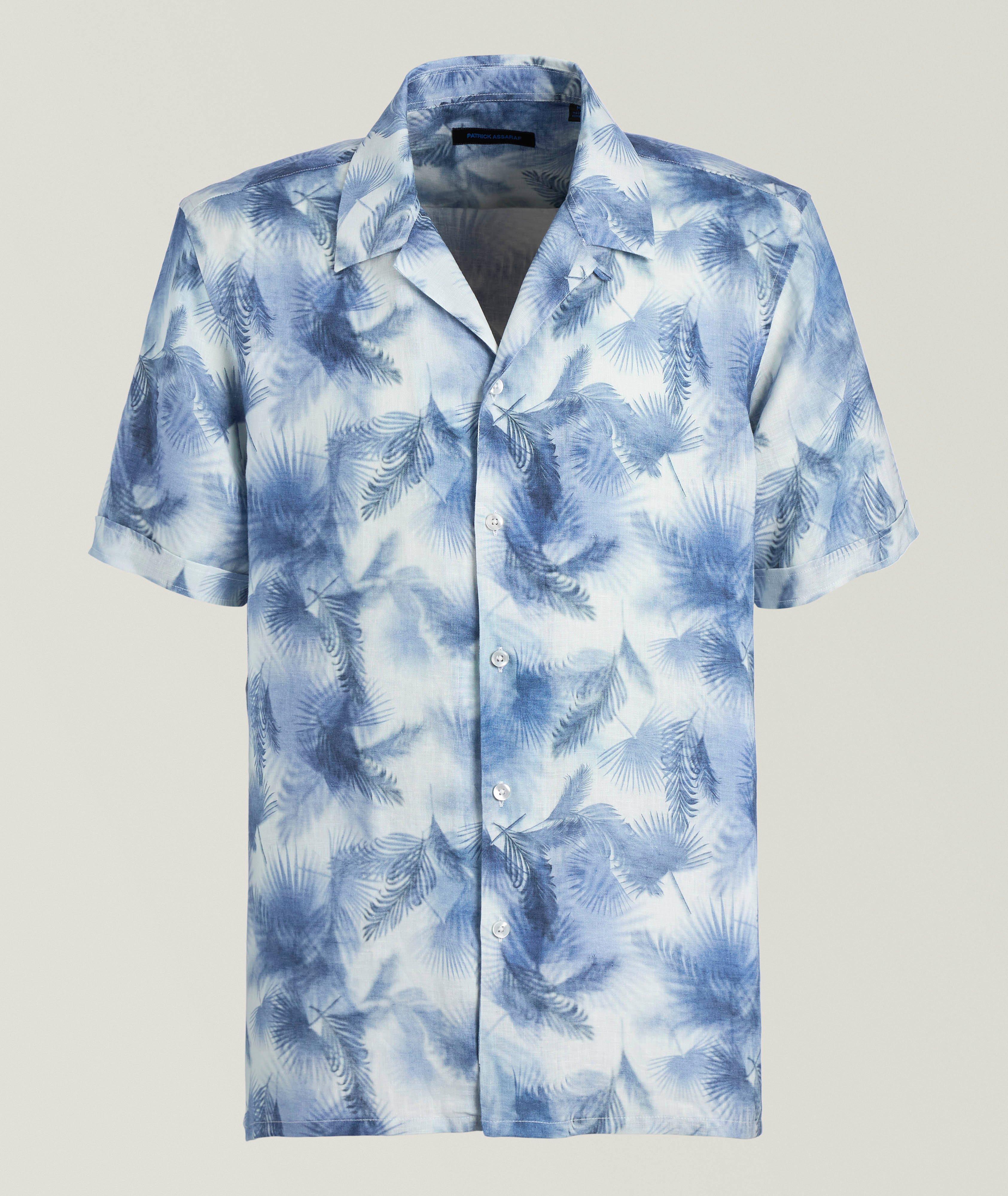 Palm Print Linen Camp Shirt image 0