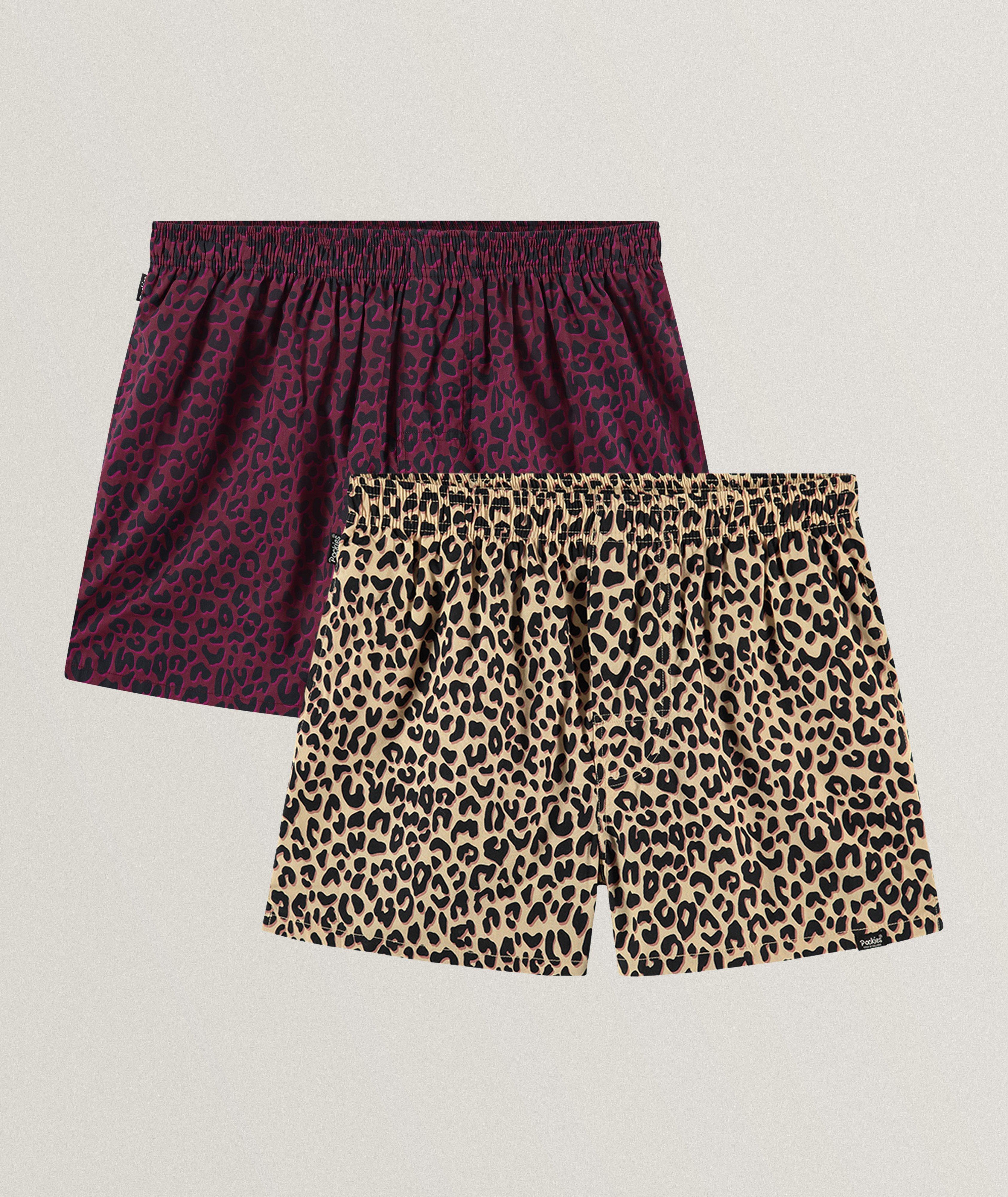 Two-Pack Leopard Cotton Boxer Briefs image 0