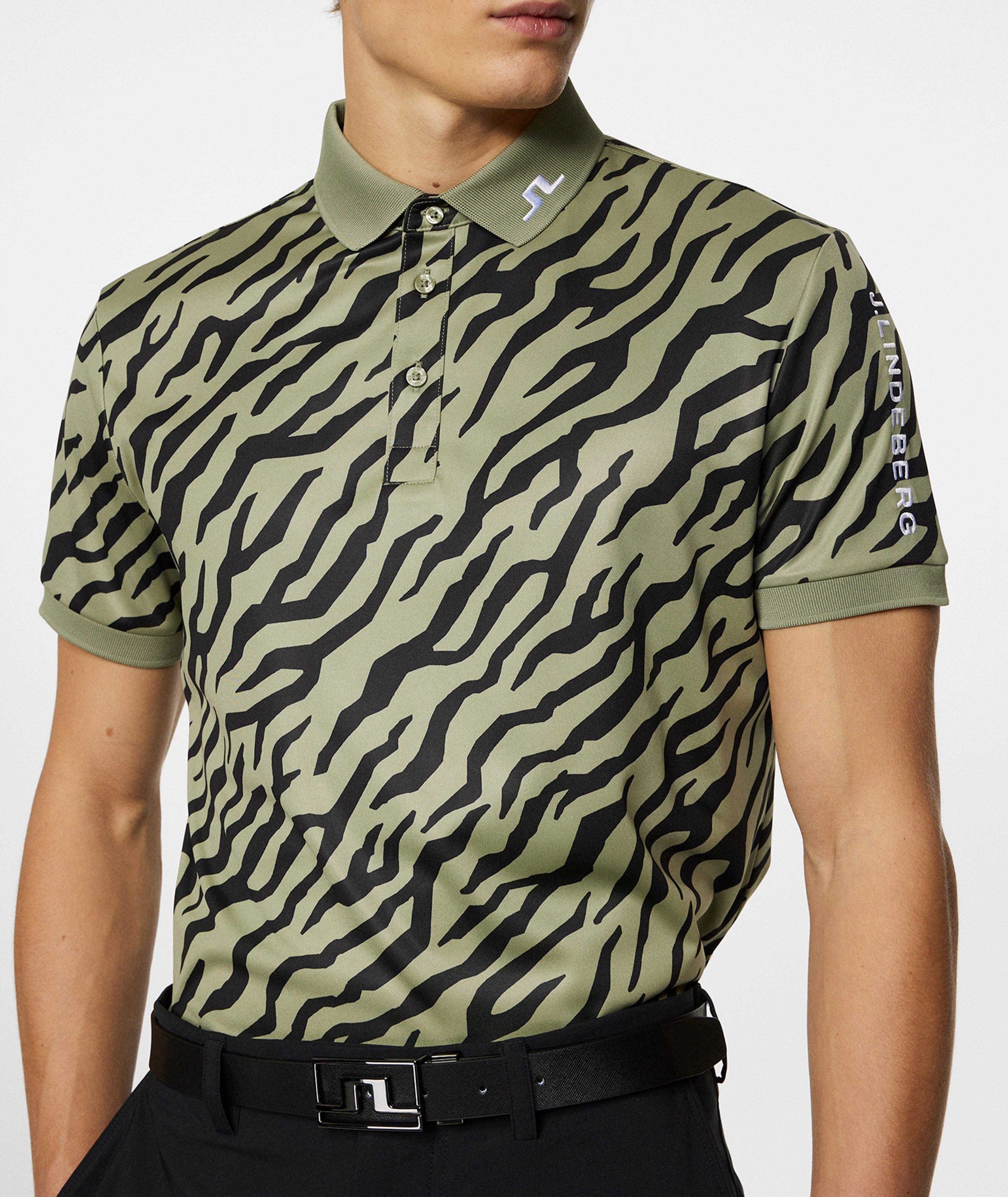 Tiger-Print Tech Polo Shirt image 1