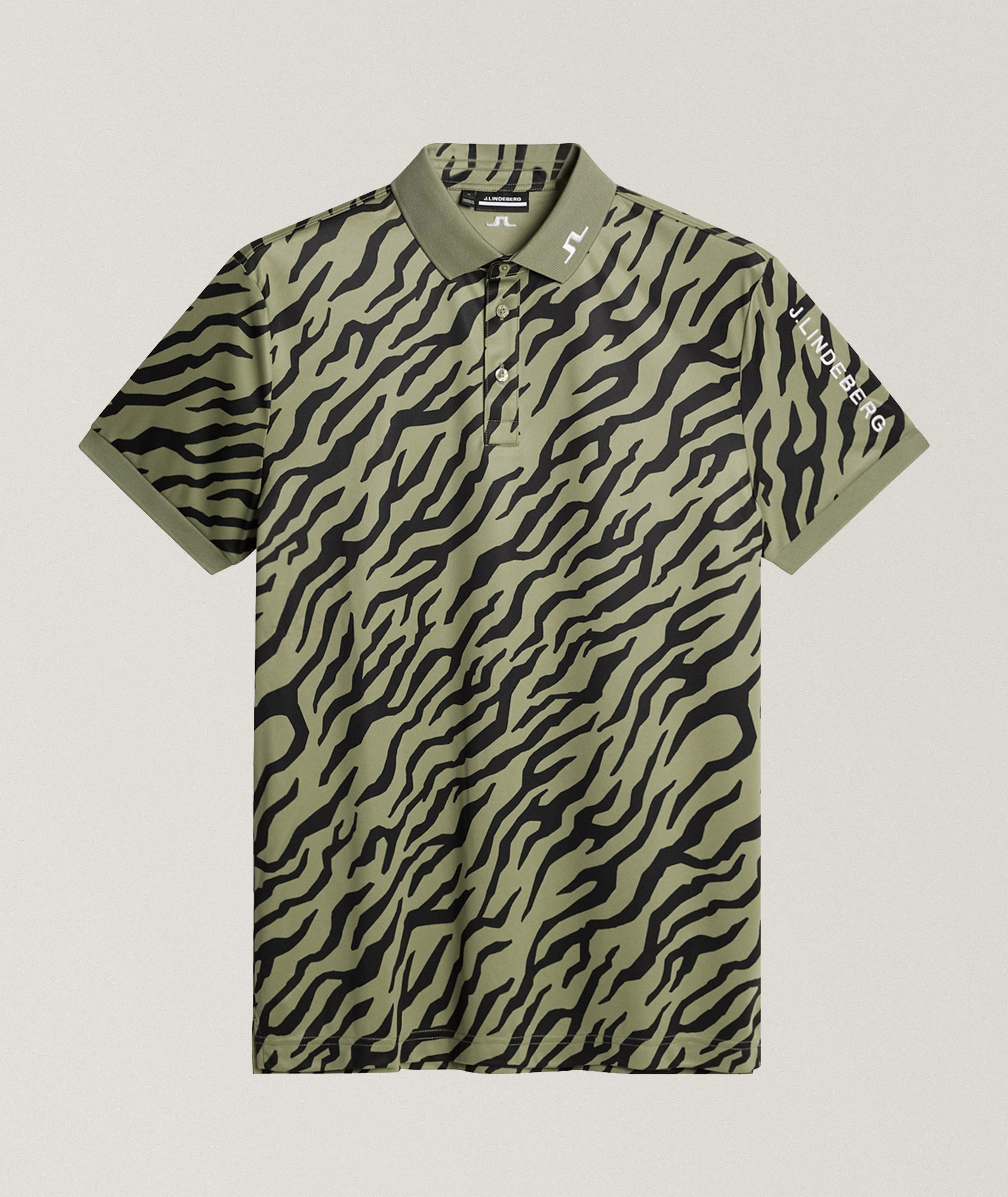 Tiger-Print Tech Polo Shirt image 0