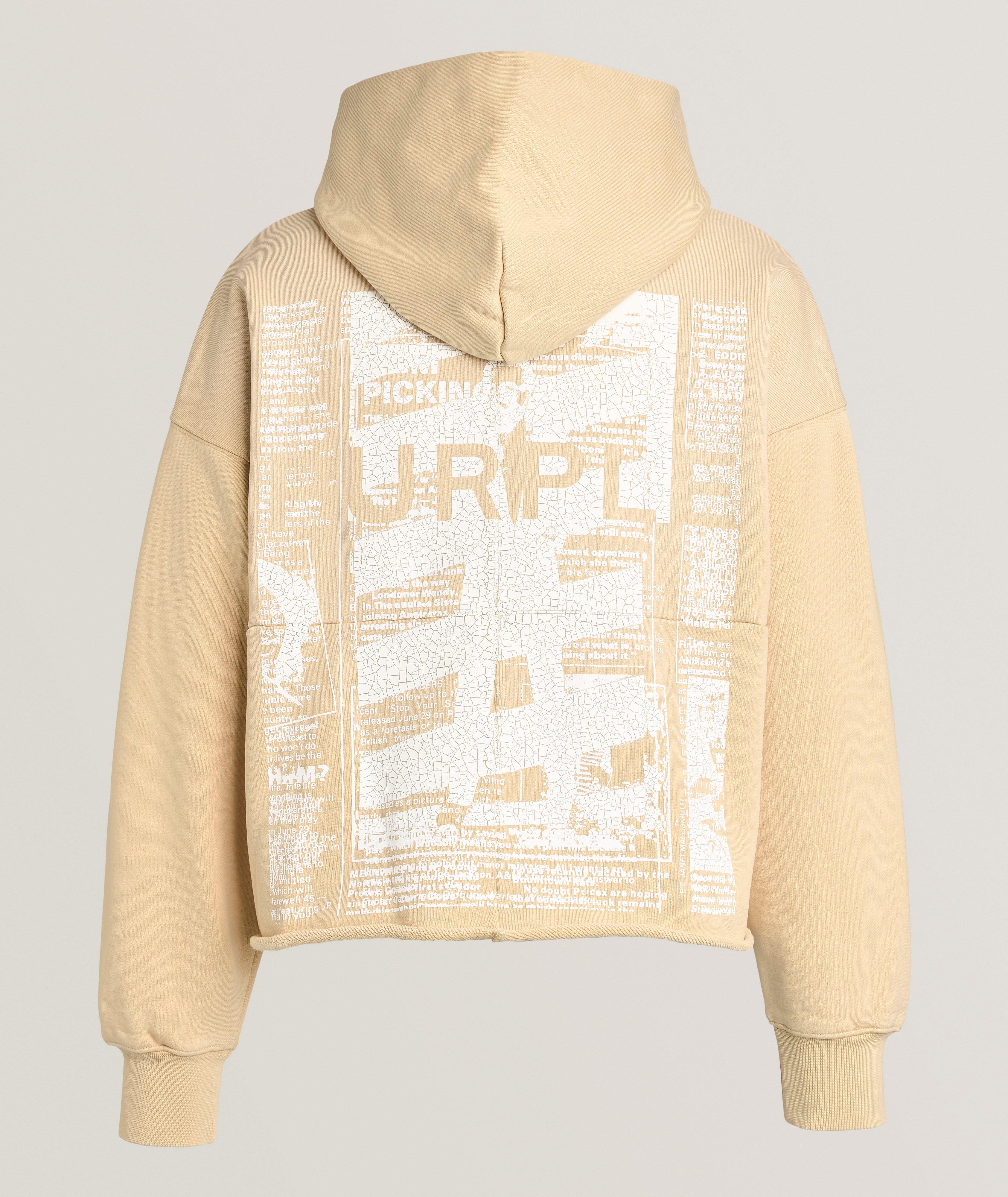 Newsprint Cropped Hooded Sweater image 1