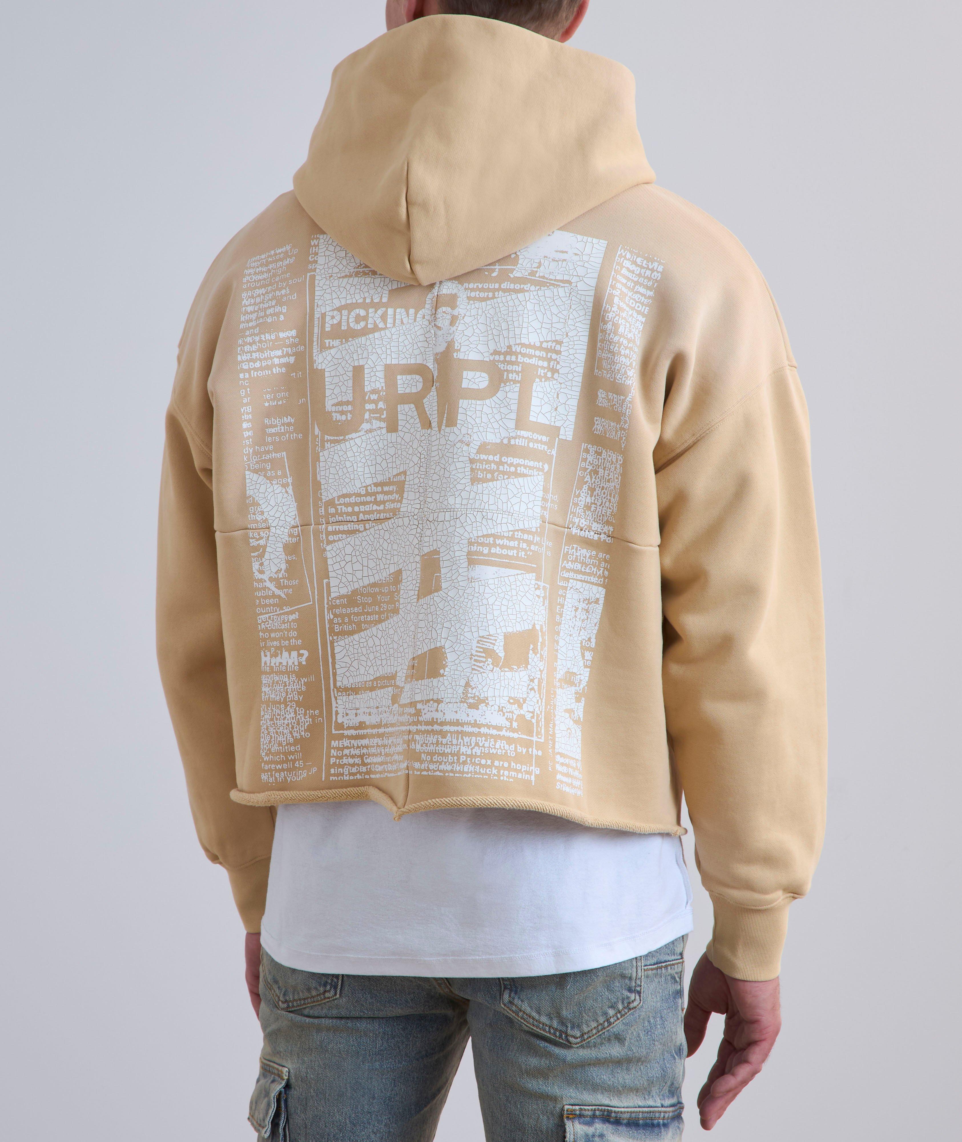 Newsprint Cropped Hooded Sweater image 3