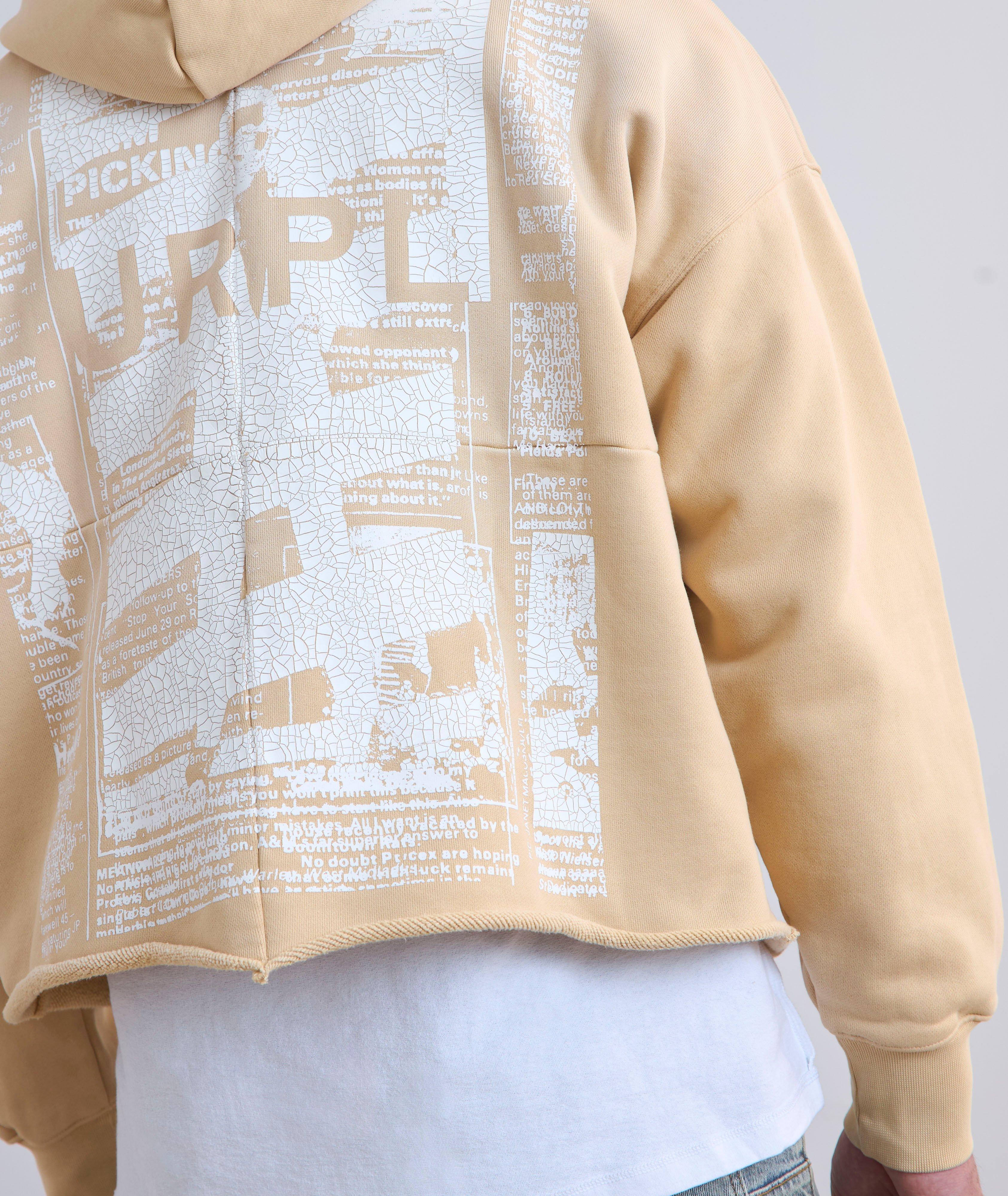 Newsprint Cropped Hooded Sweater image 5