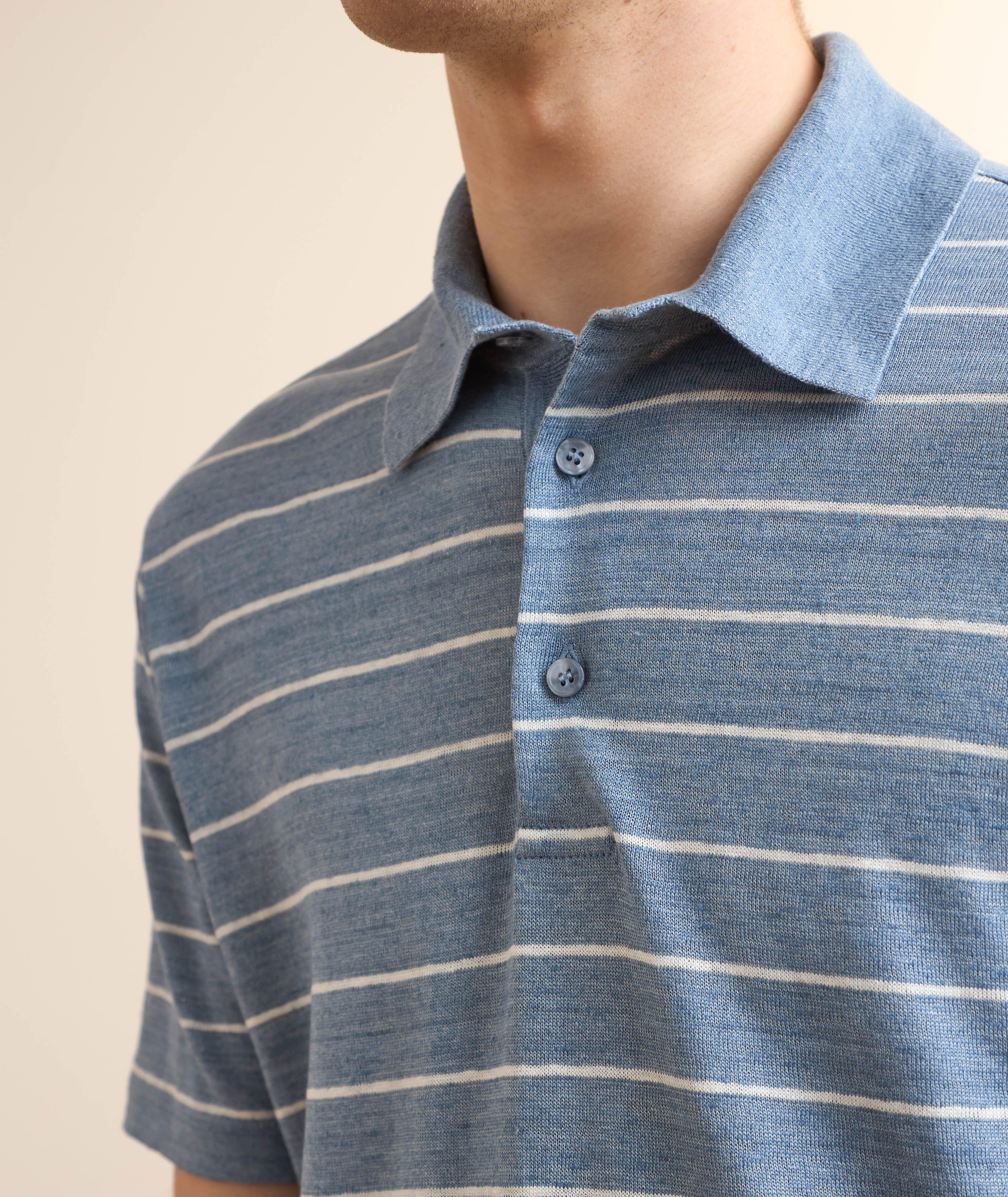 Striped Linen Polo Shirt image 3