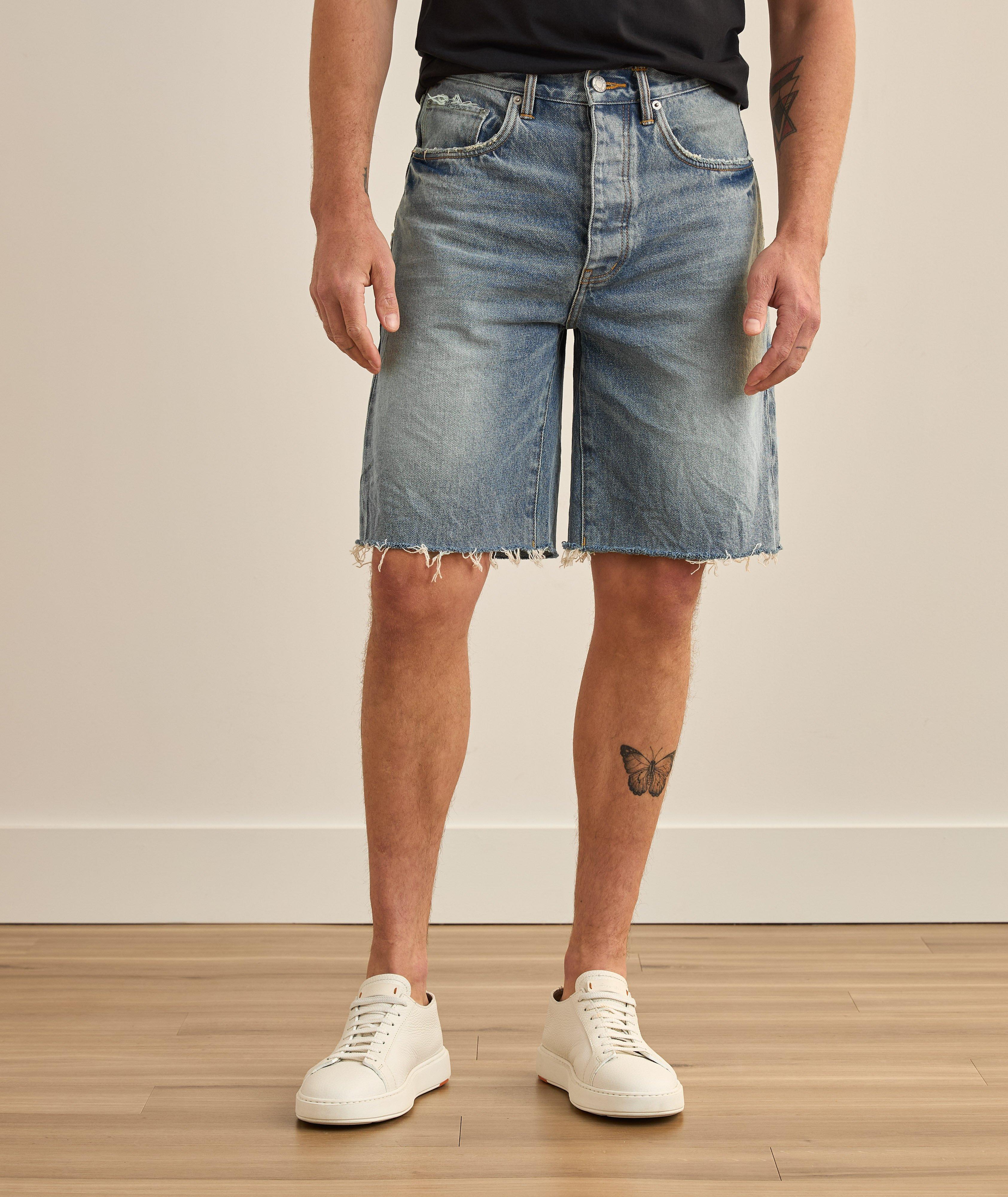 P059 Cast Iron Distressed Denim Shorts image 1