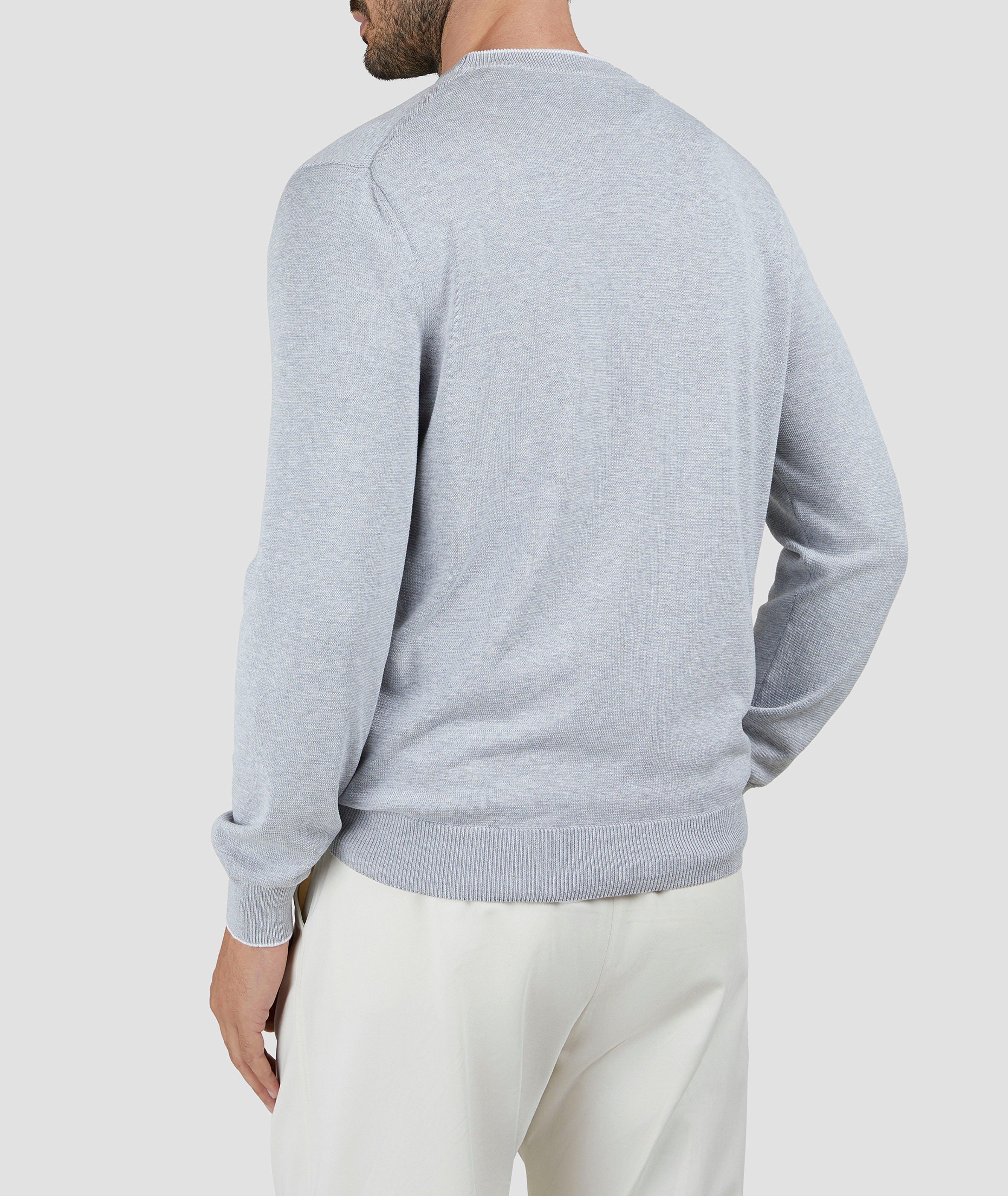 Tipped Silk-Cotton Crewneck Sweater image 2