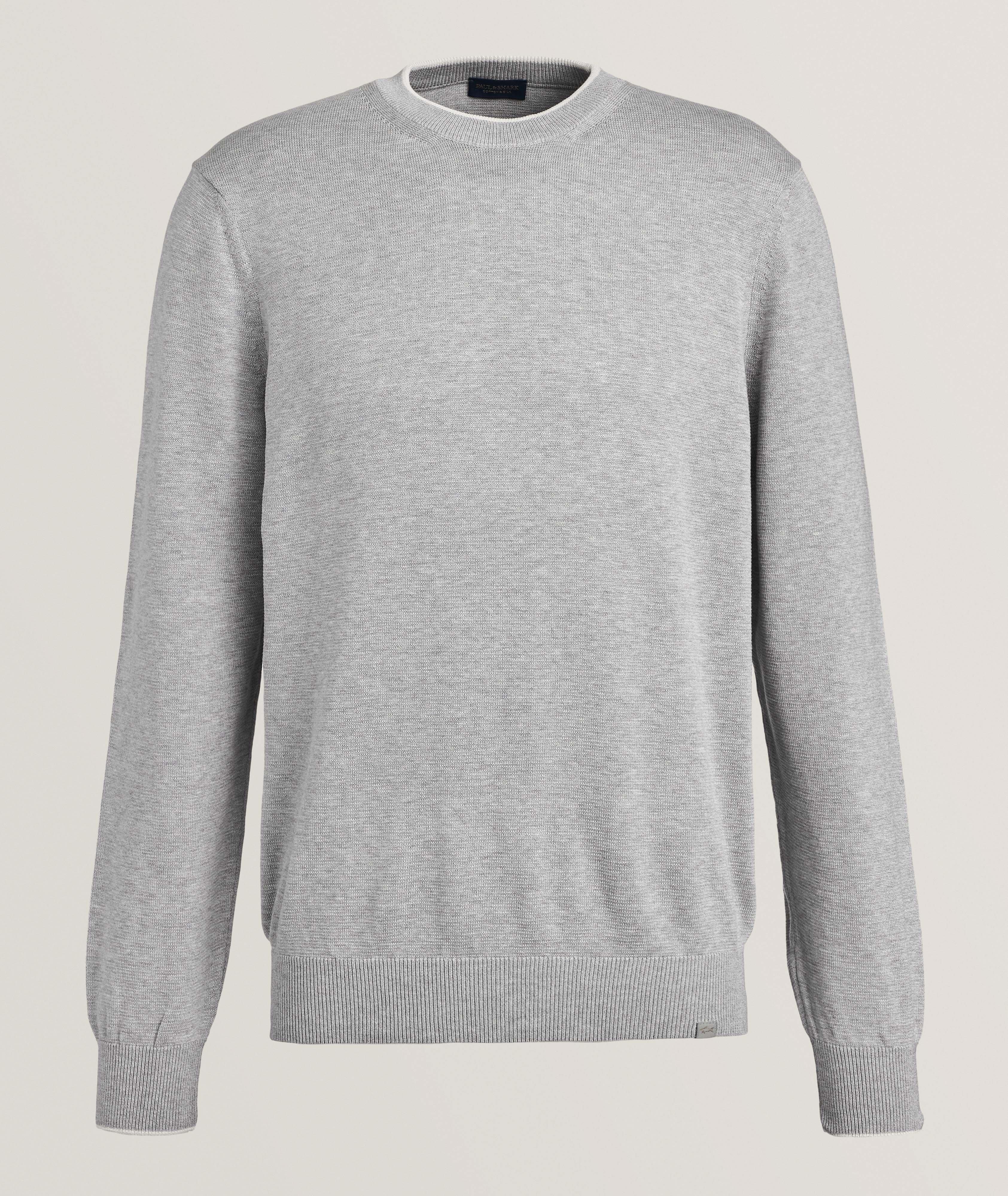 Tipped Silk-Cotton Crewneck Sweater image 0