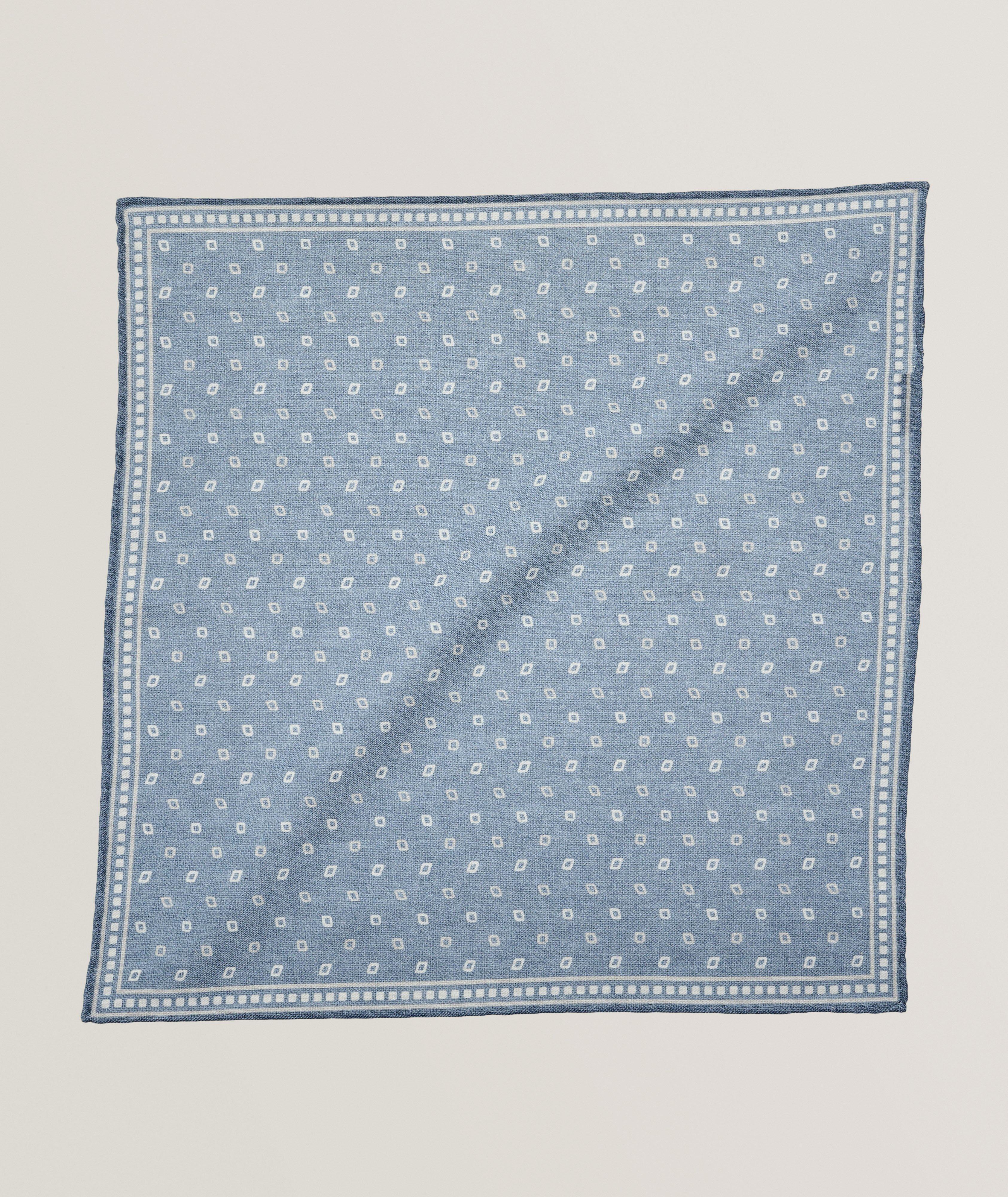 Eleventy Diamond Wool-Cotton Pocket Square