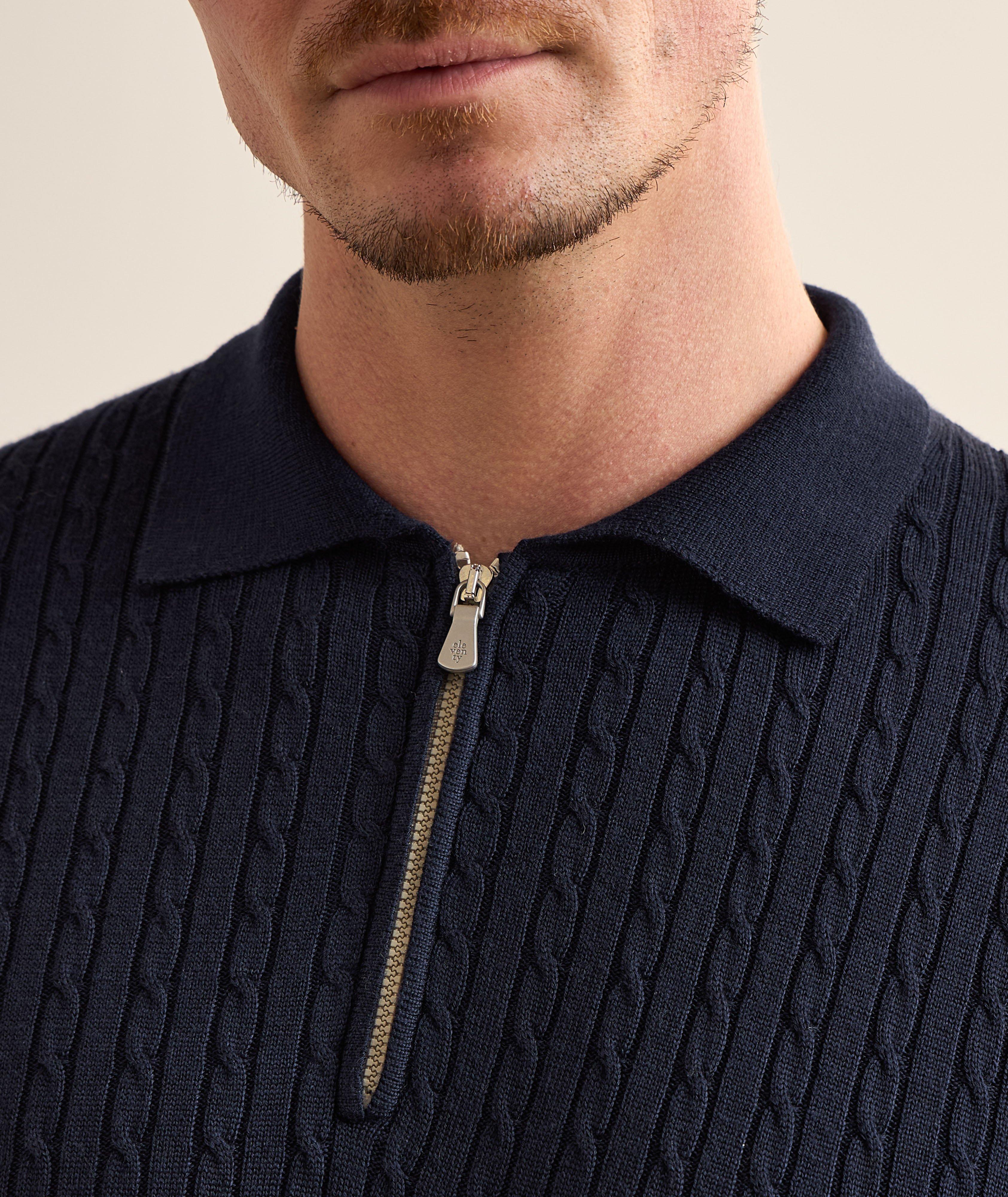 Wool-Silk Cable Knit Polo  image 2