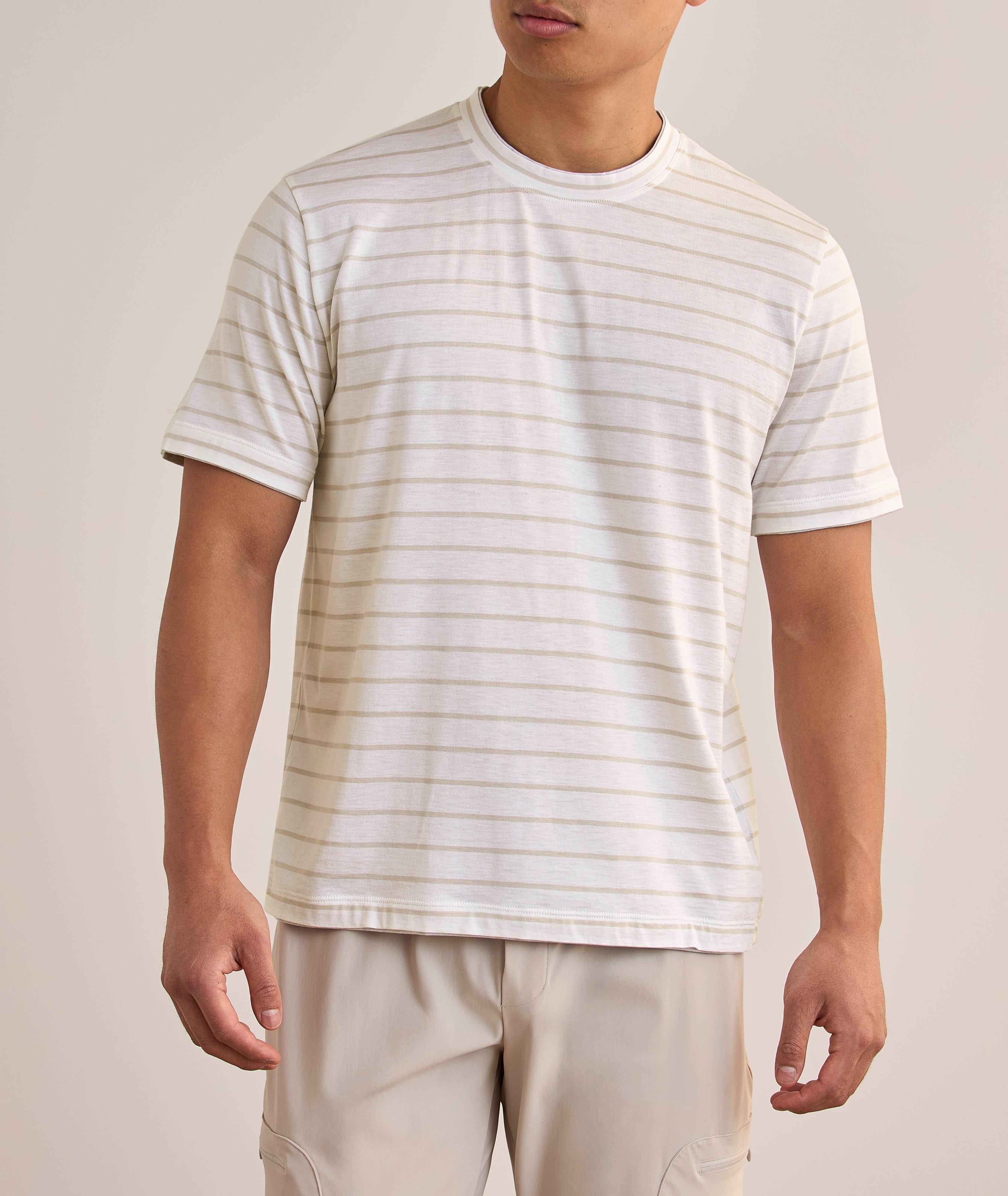 Striped Tipped Cotton-Silk T-Shirt image 1