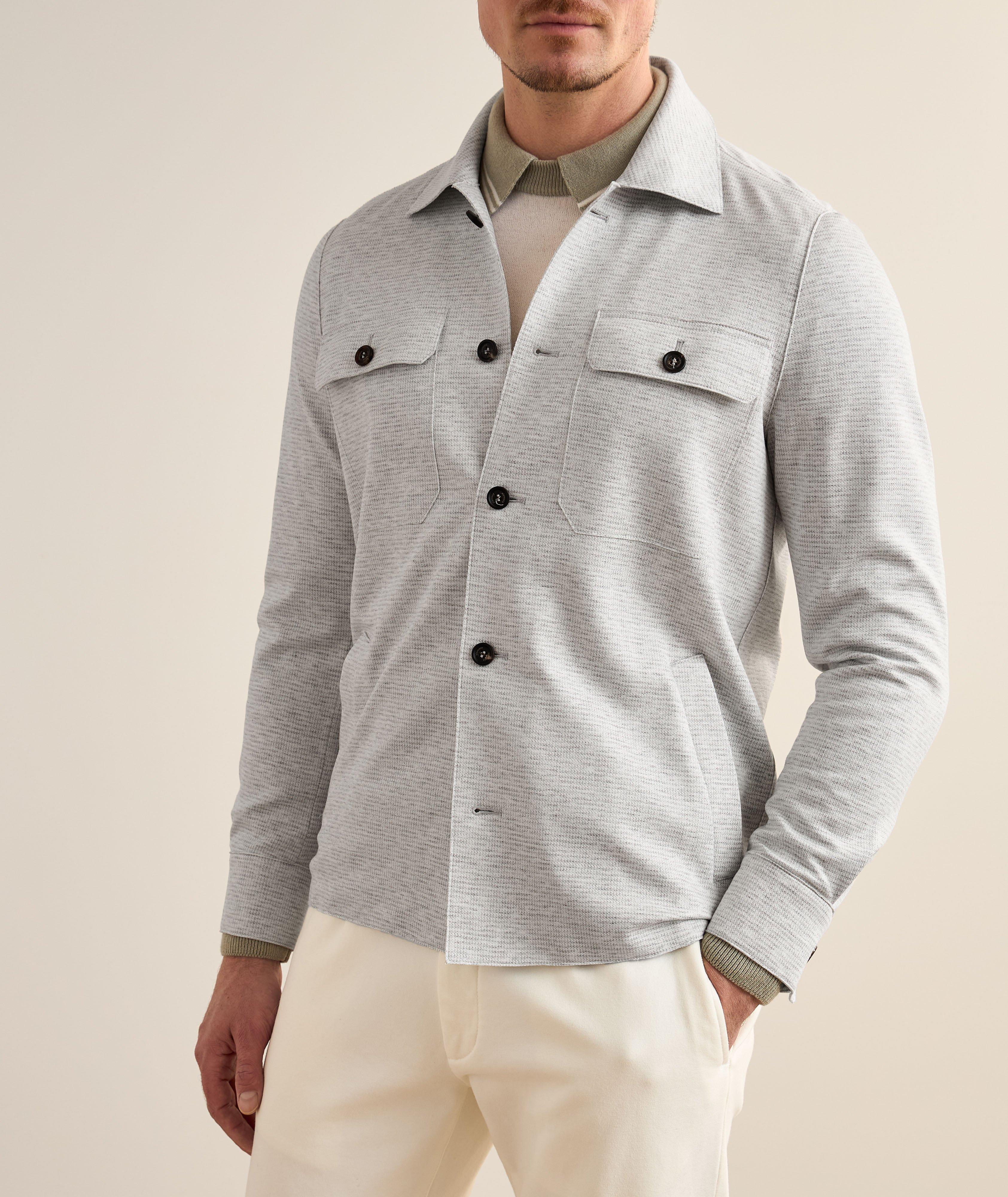 Micro-Houndstooth Jersey Overshirt  image 1