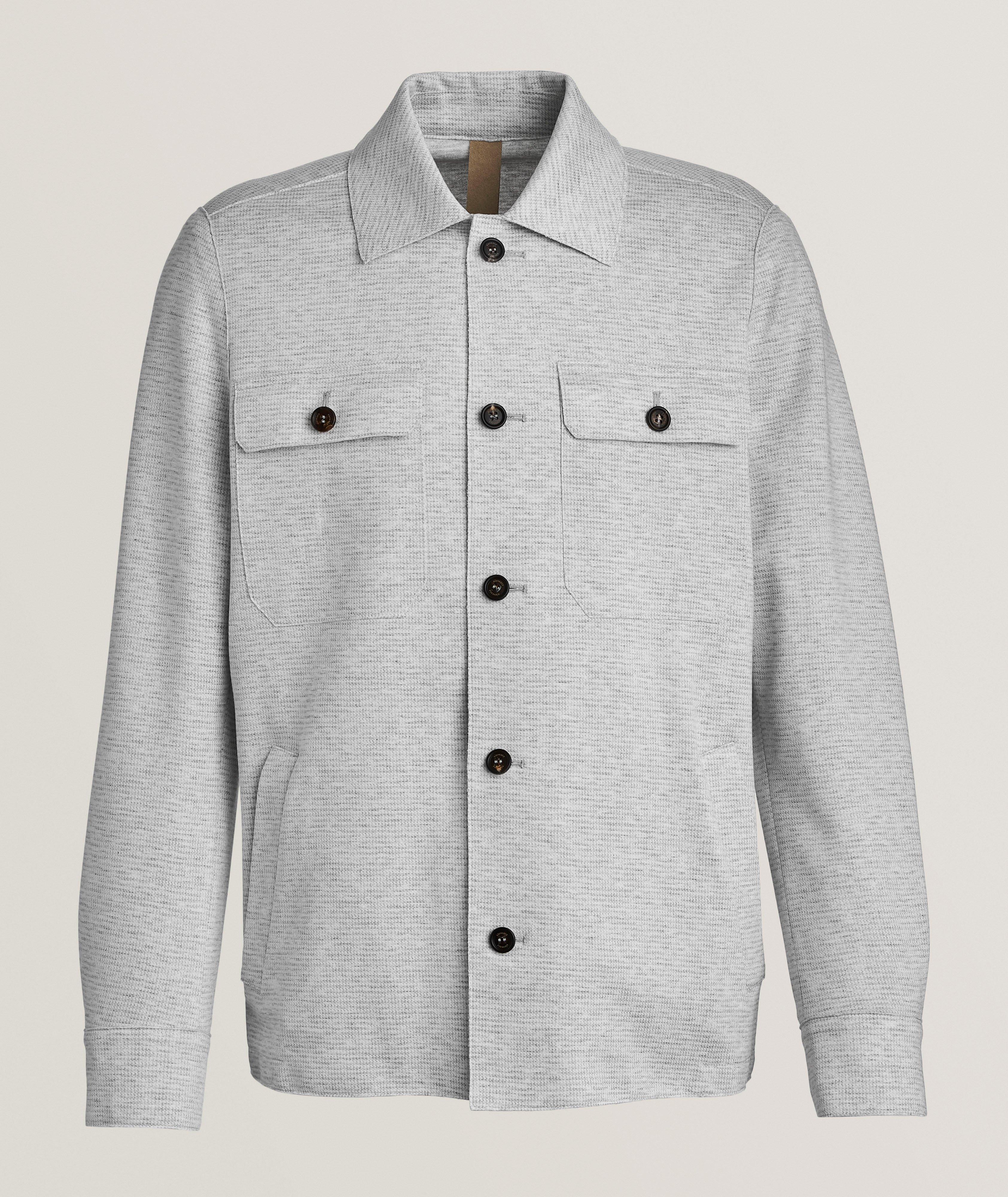 Micro-Houndstooth Jersey Overshirt  image 0