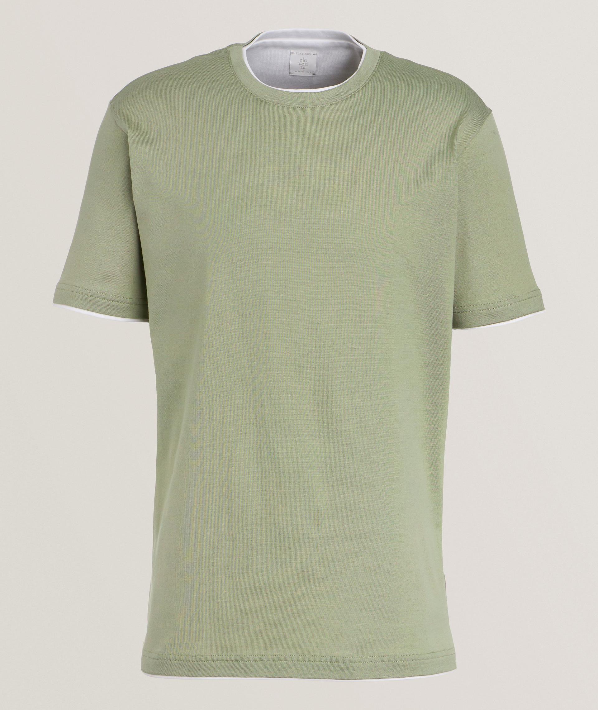 Contrast Tipped Stretch-Cotton T-Shirt image 0