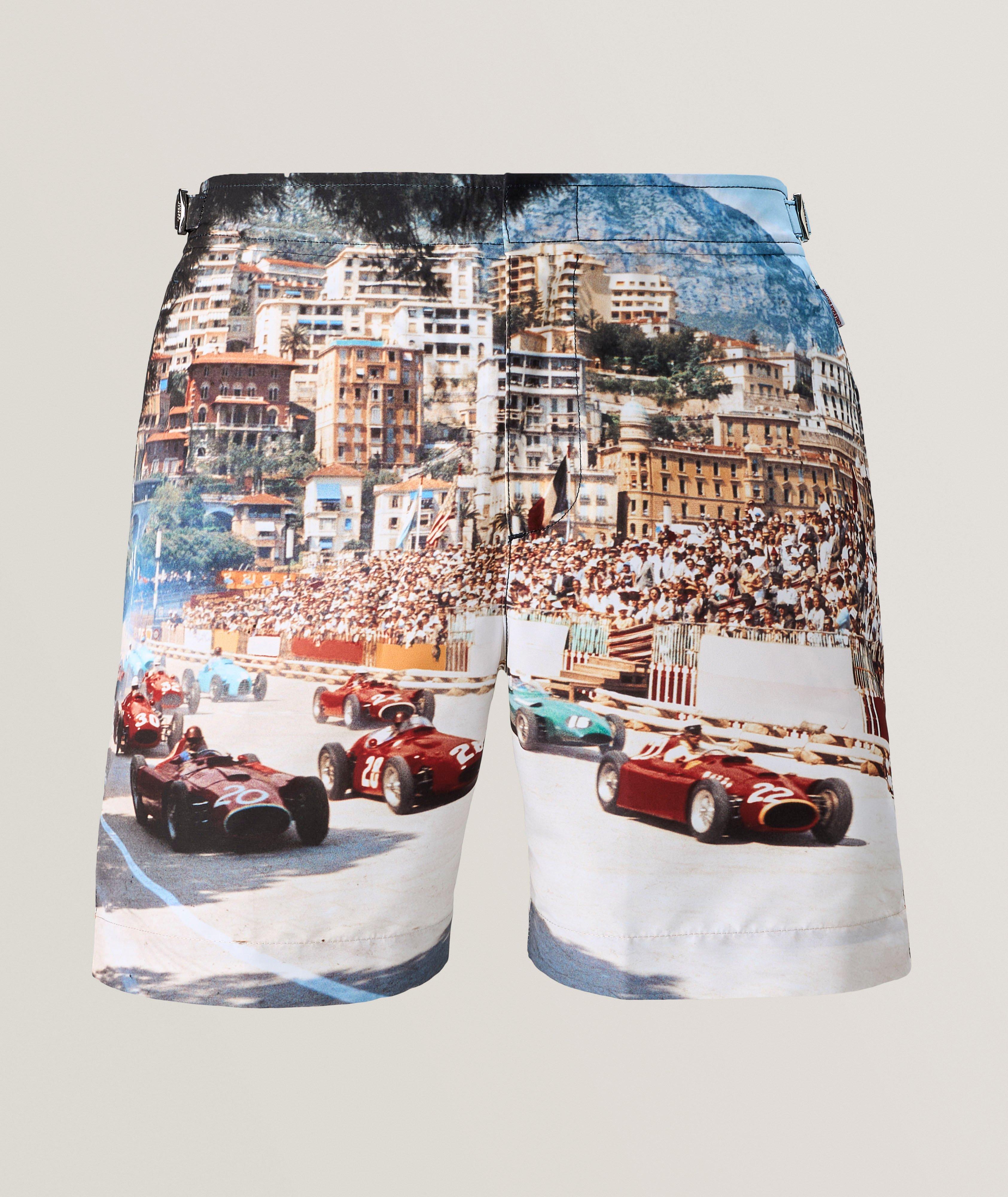 Short de bain Bulldog avec photo de voitures de course image 0