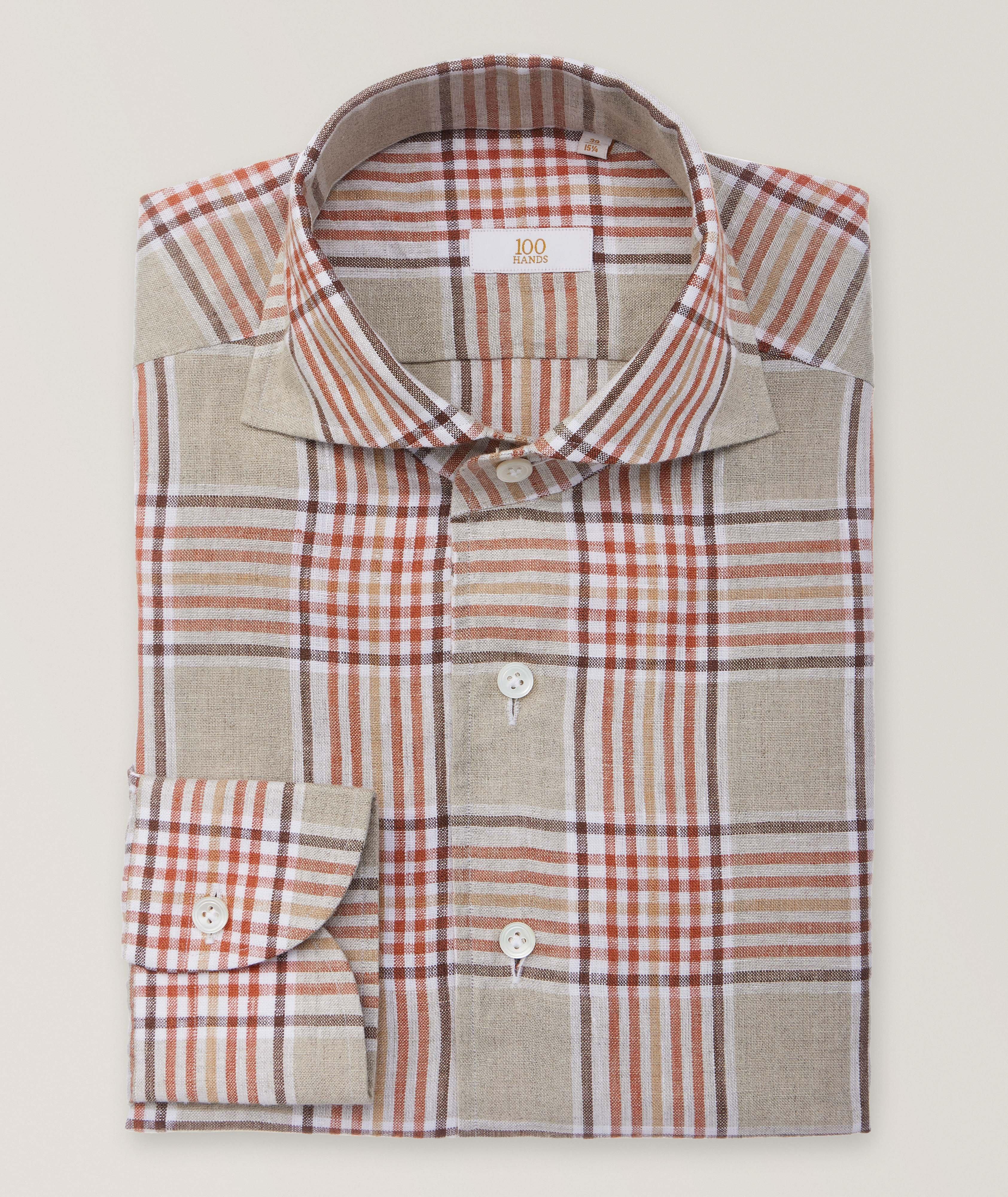 Plaid Linen Dress Shirt  image 0