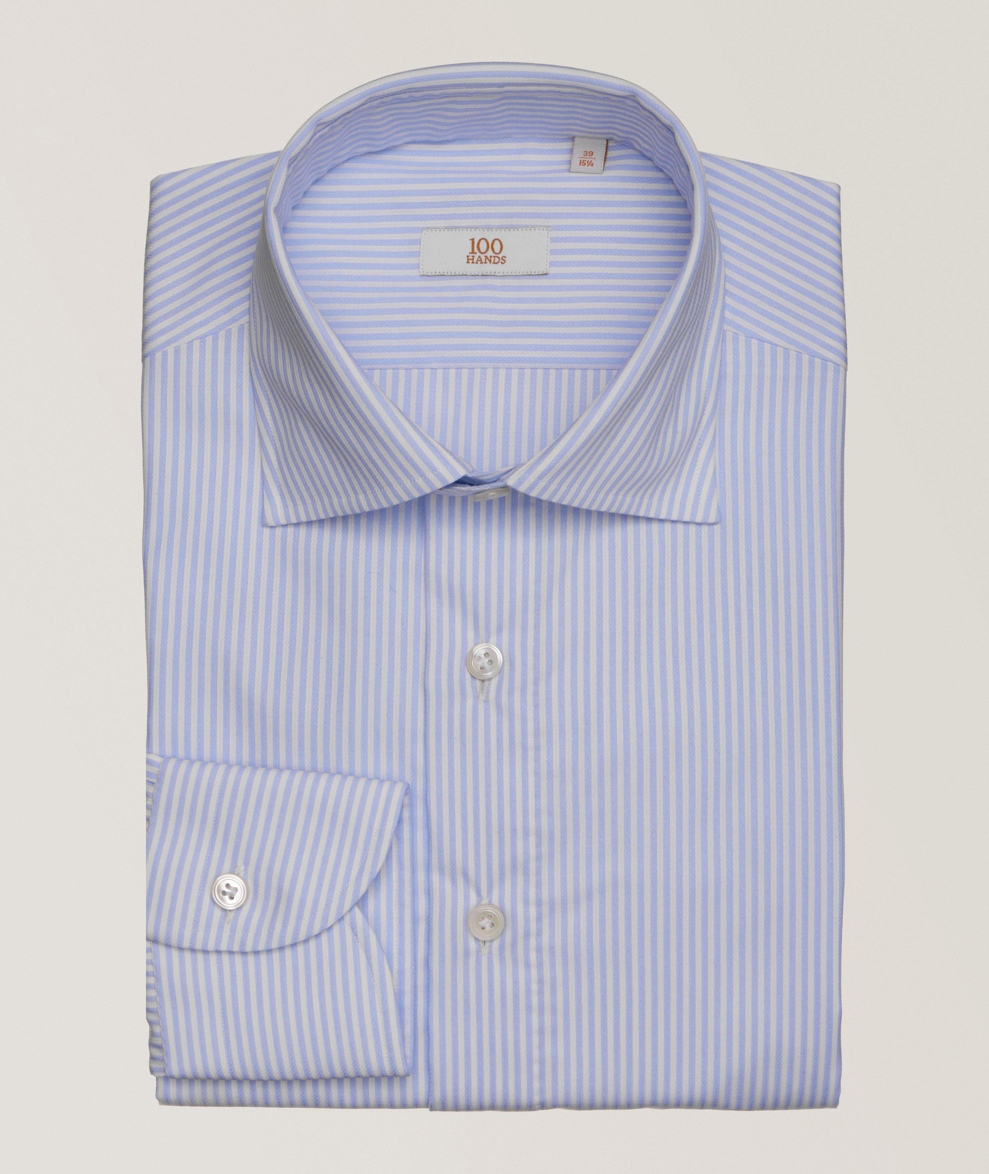 Textured Fine Stripe Cotton Dress Shirt image 0