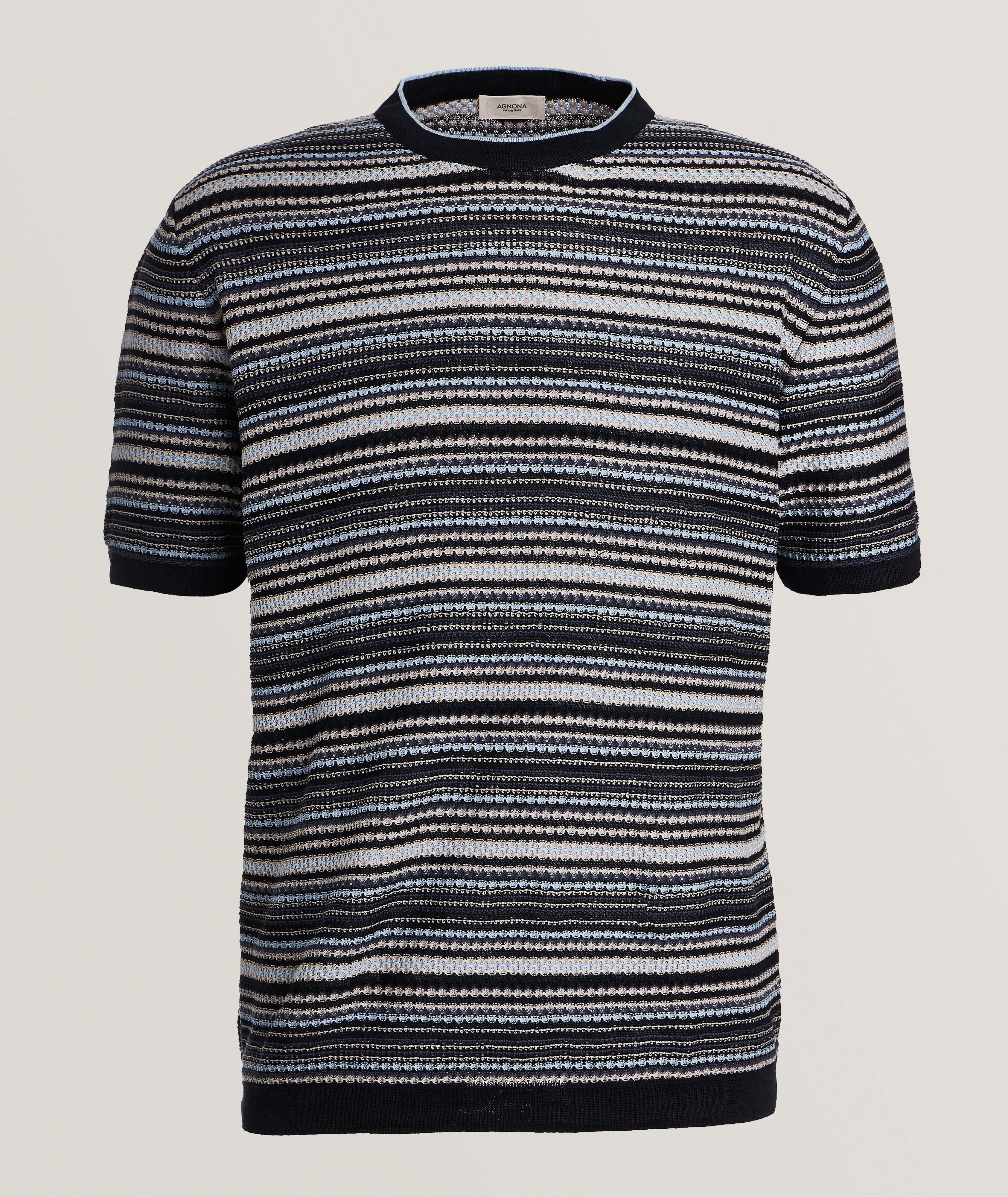 Textured Striped Knit T-Shirt image 0