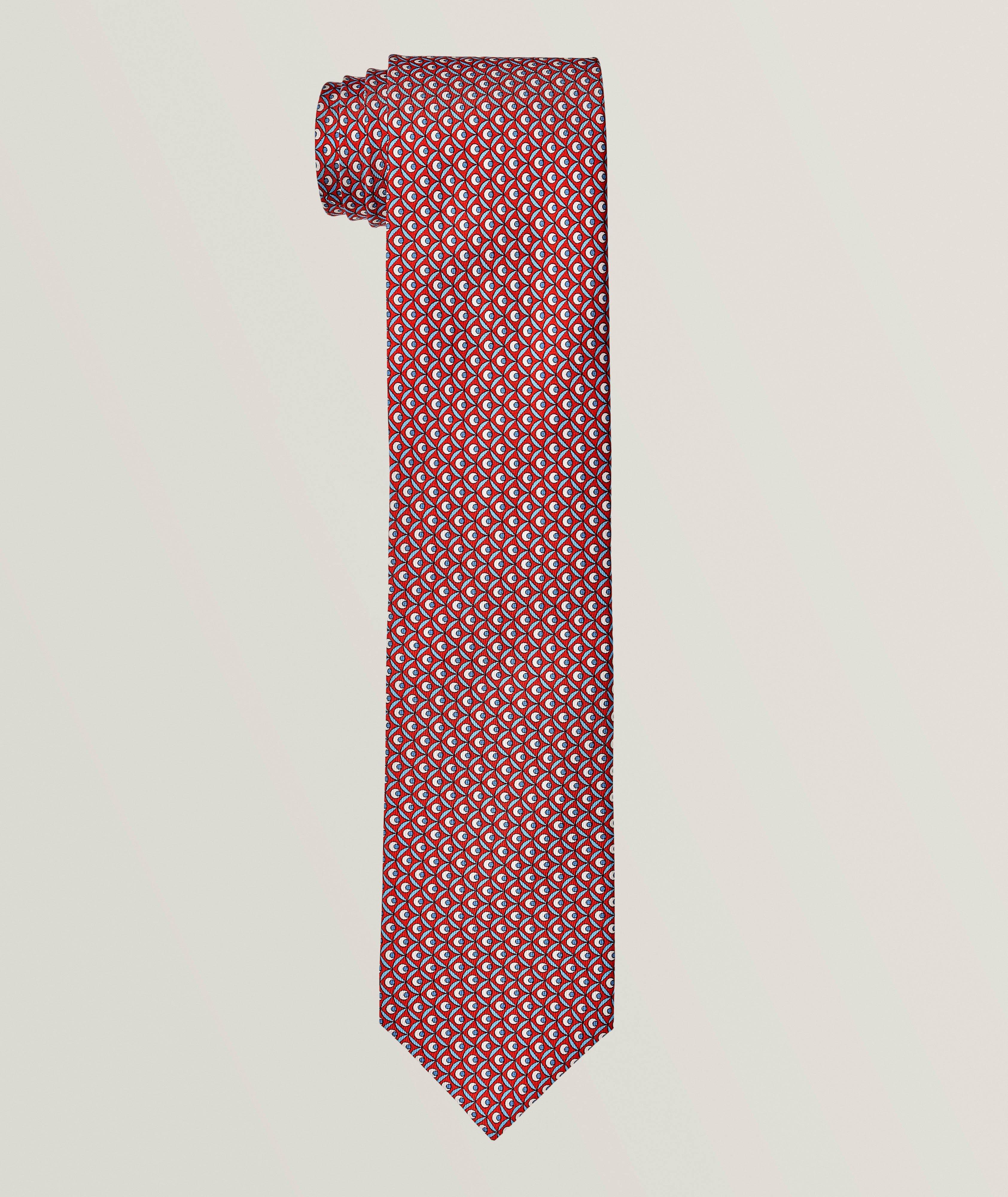 Geometric-Print Silk Tie  image 0