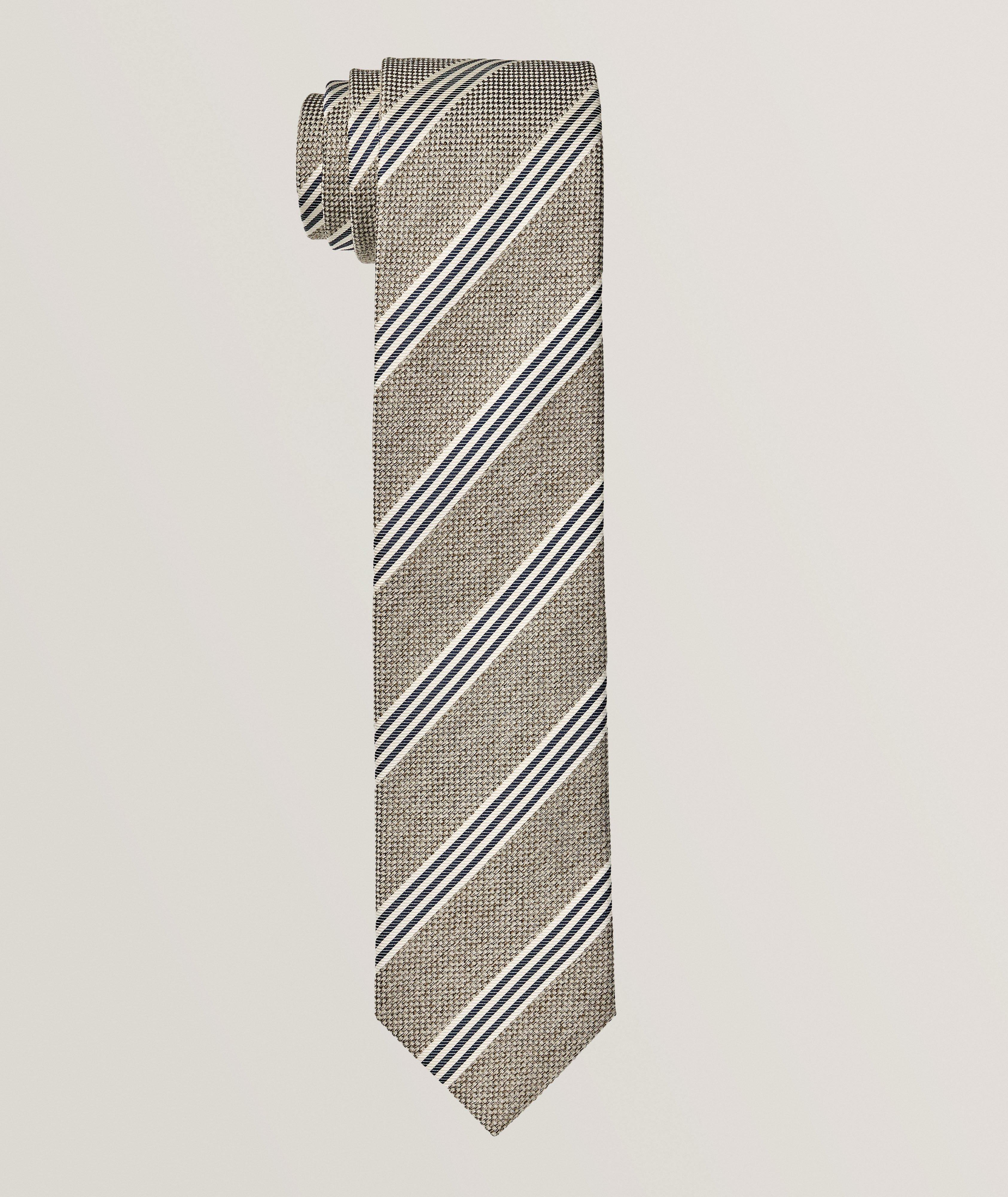 Stripe Silk-Cotton Tie image 0