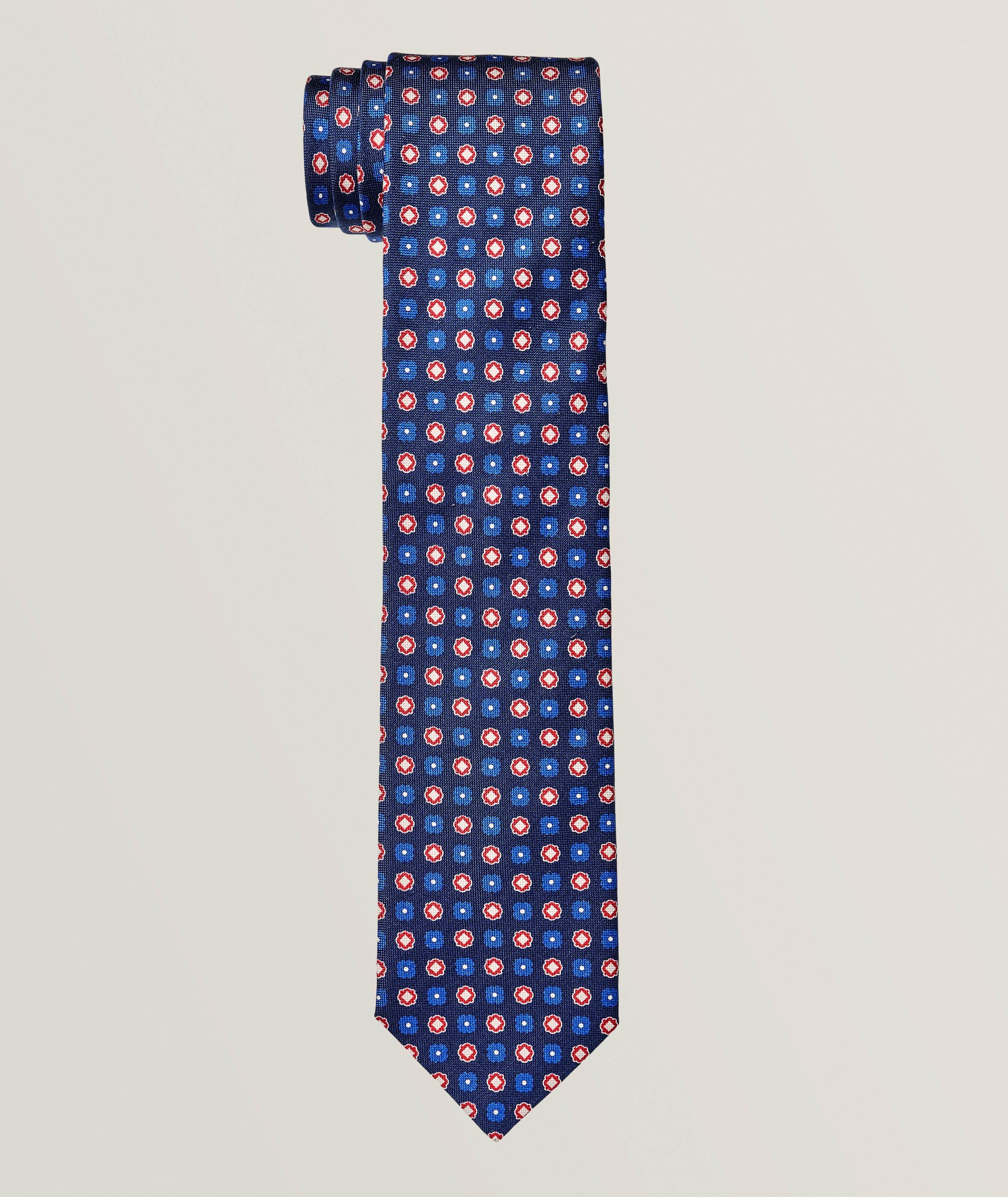 Floral-Dot Print Silk Tie image 0