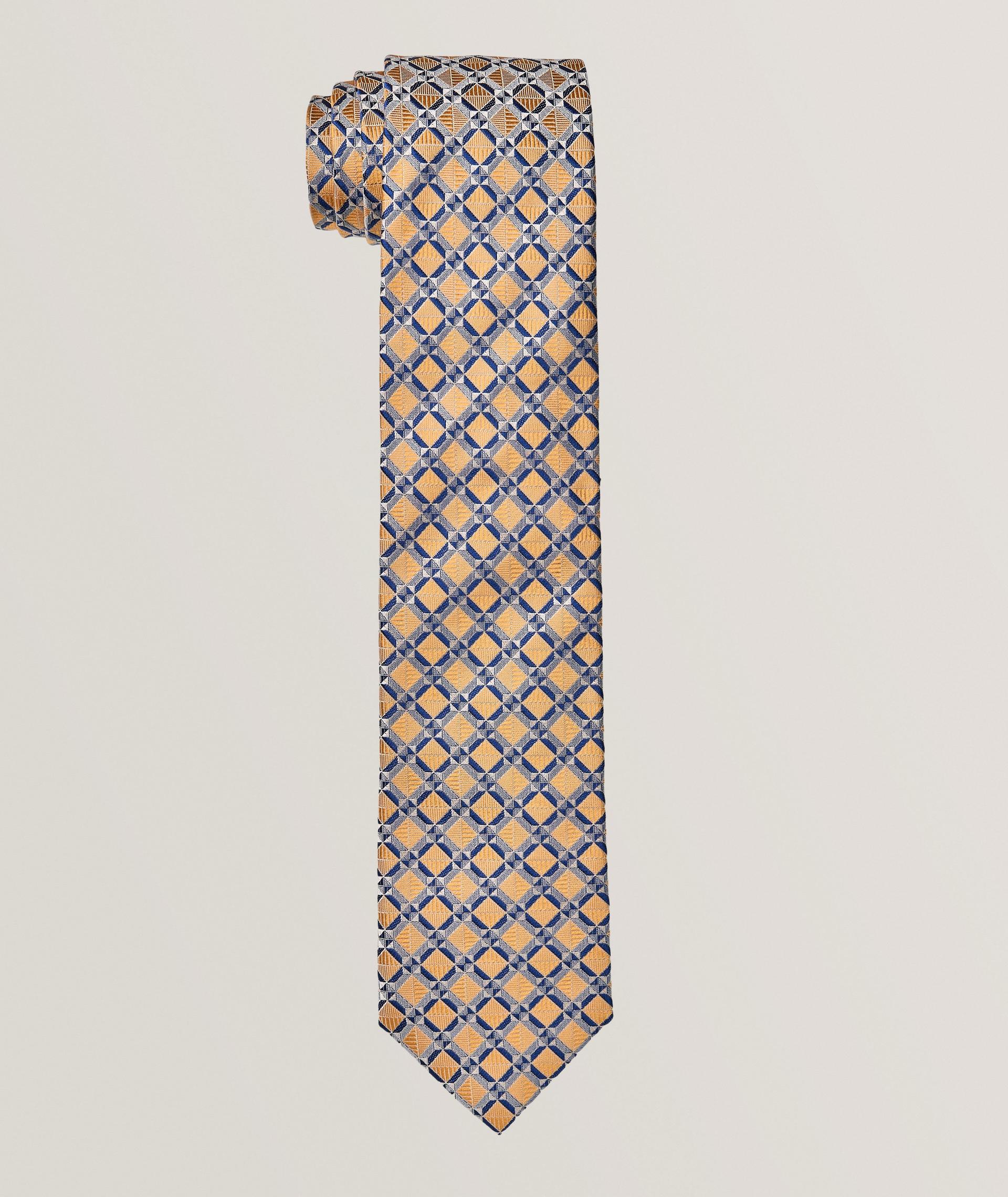 Geometric Jacquard Silk Tie  image 0