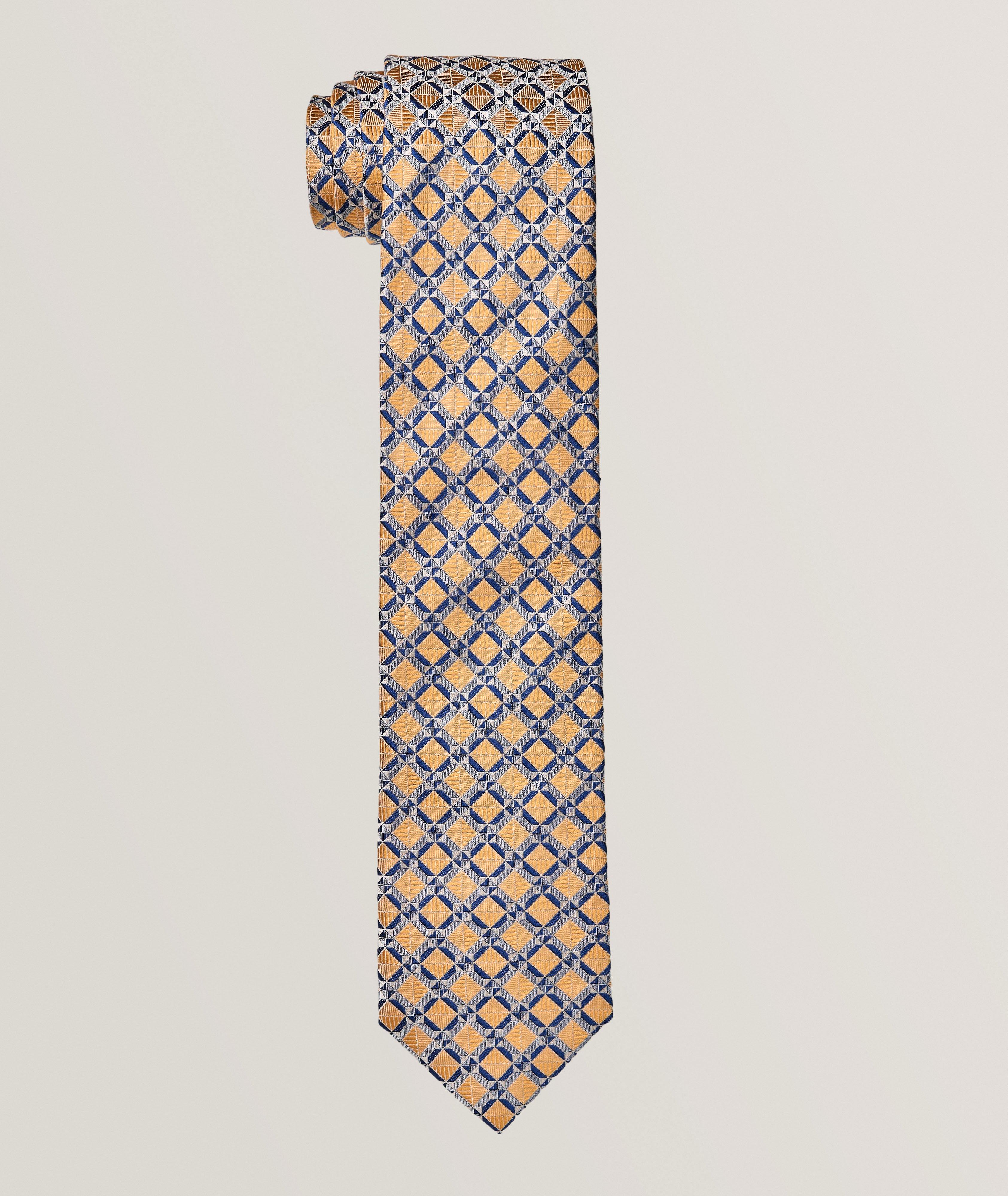 Geometric Jacquard Silk Tie  image 0