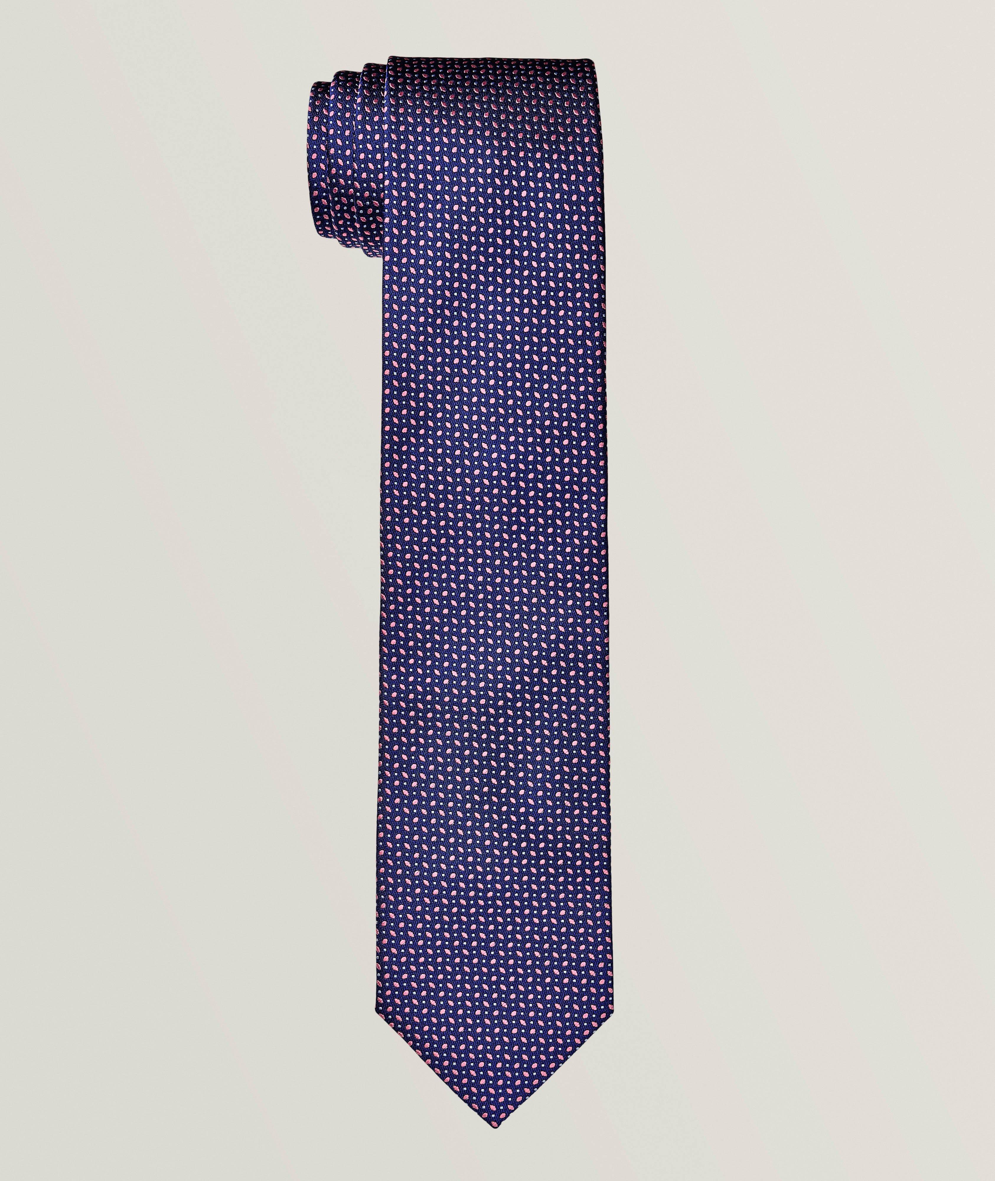 Dot Print Silk-Cotton Tie image 0