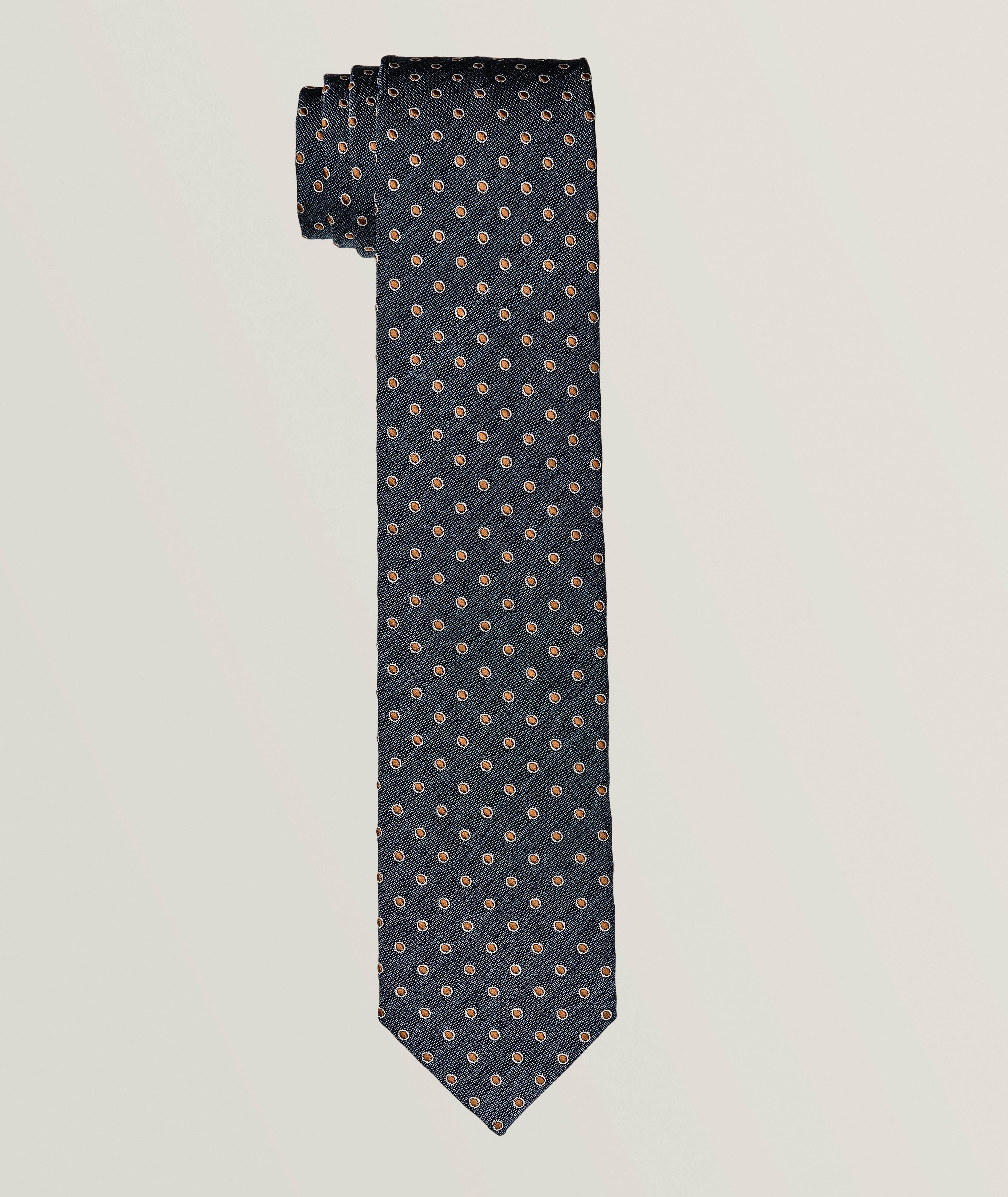 Dot Print Silk-Cotton Tie image 0