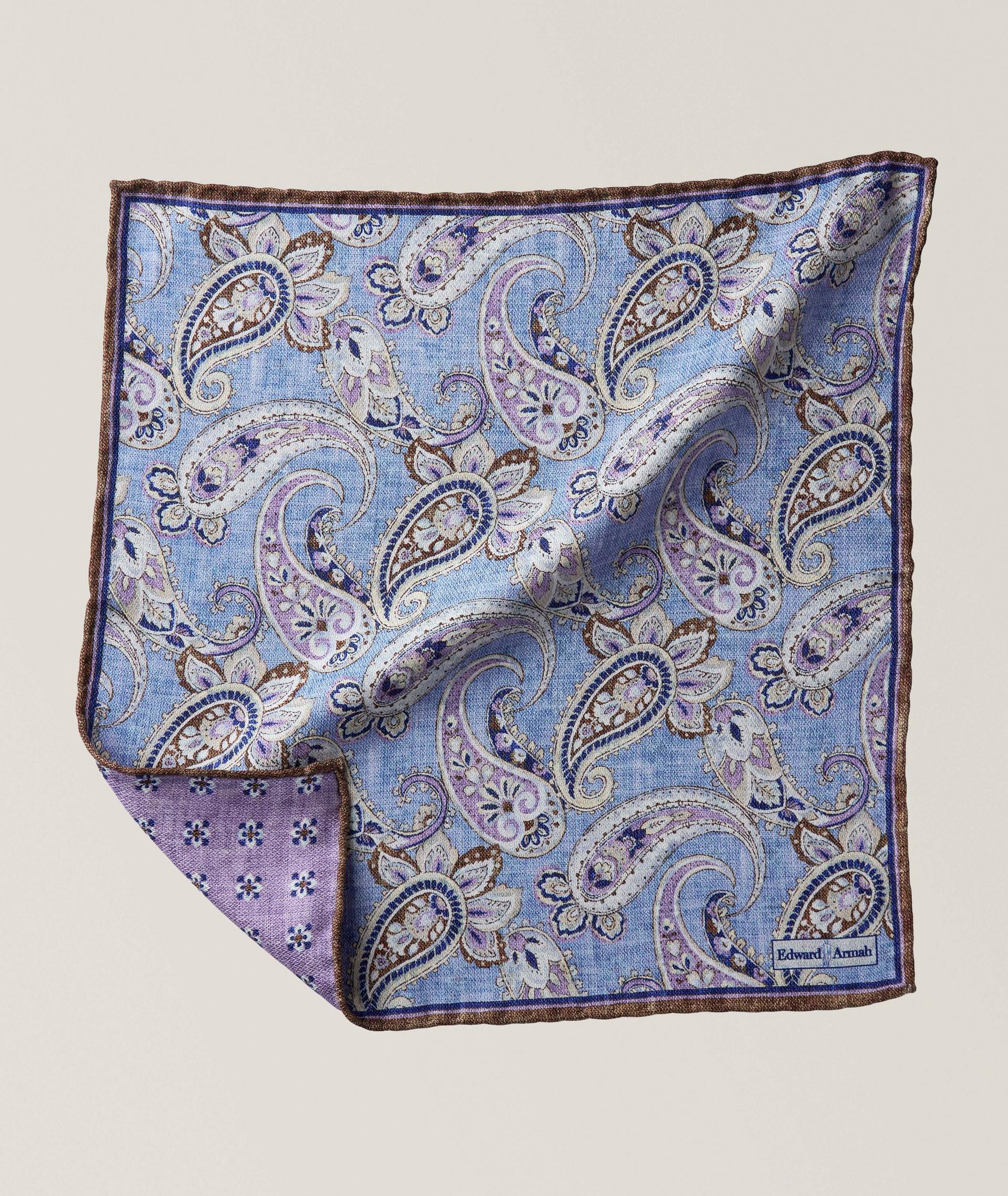 Reversible Paisley-Neat Silk Pocket Square image 0