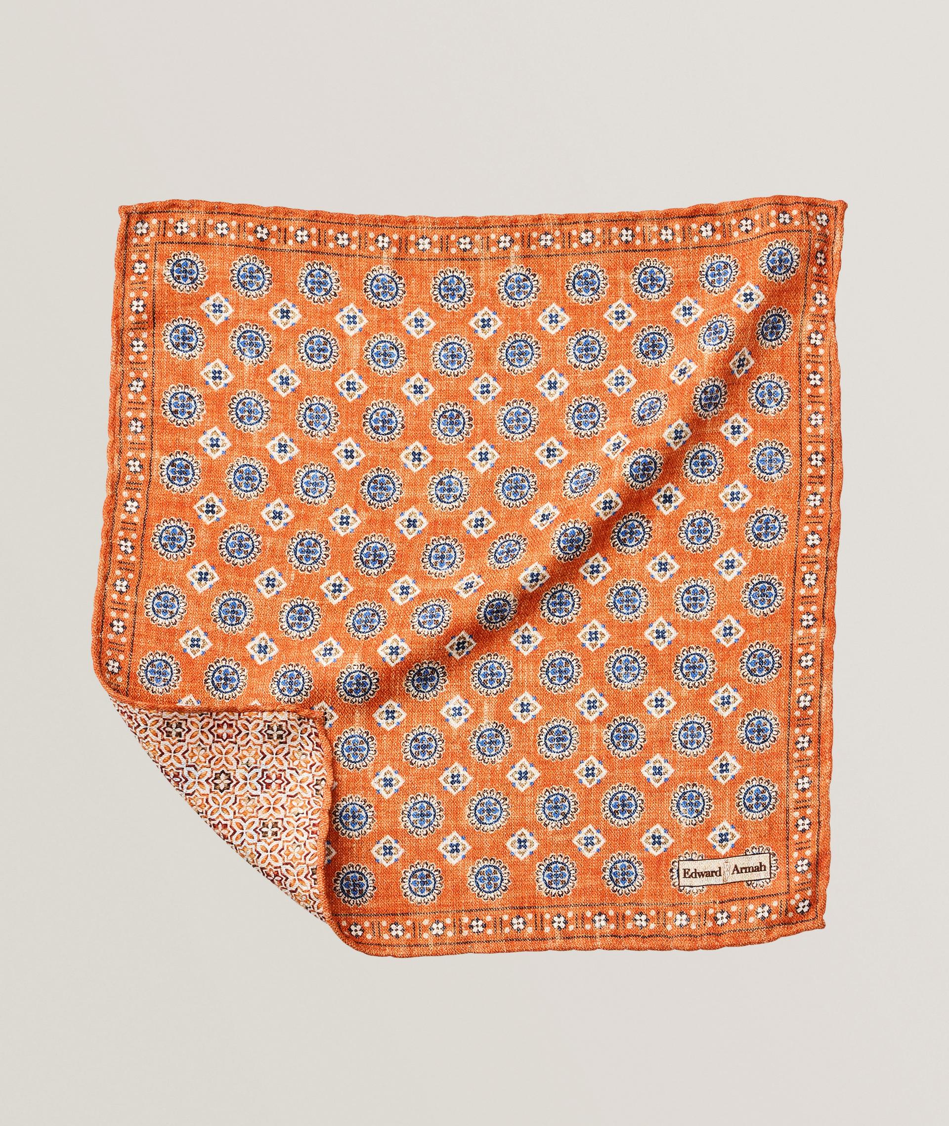 Reversible Paisley-Medallion Silk Pocket Square image 0