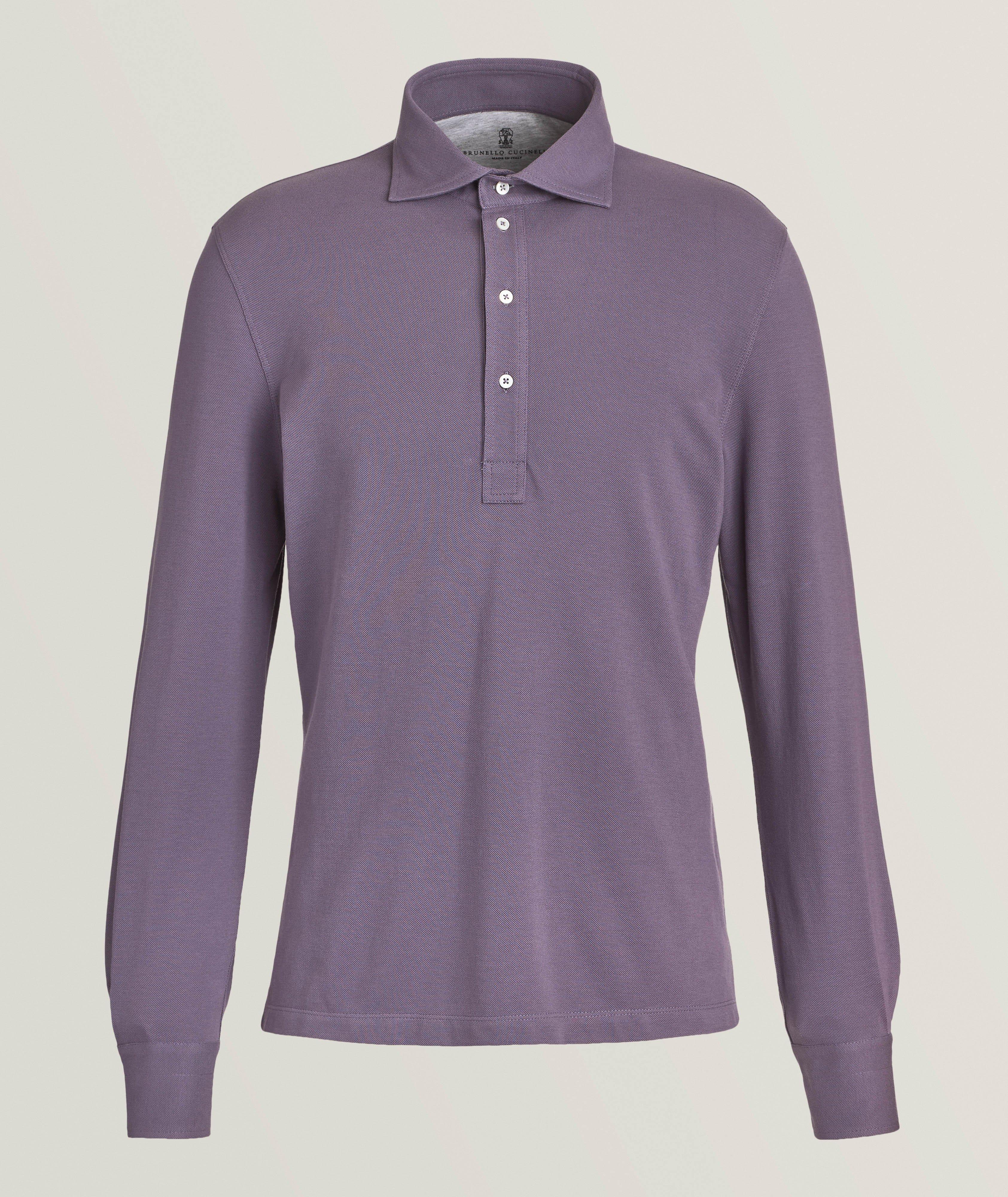 Cotton Piqué Long-Sleeve Polo image 0