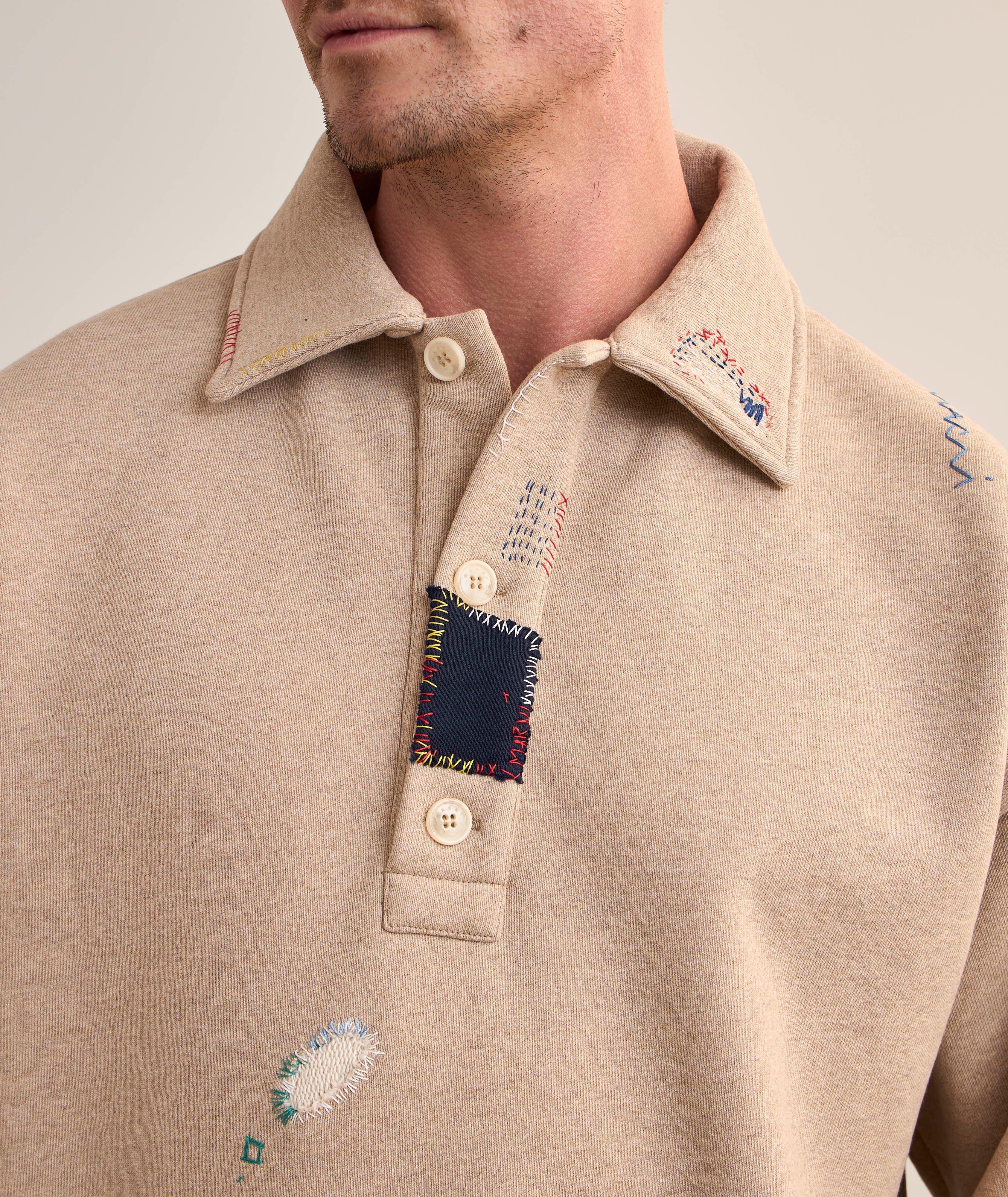 Embroidered Cotton-Blend Polo Sweatshirt  image 3