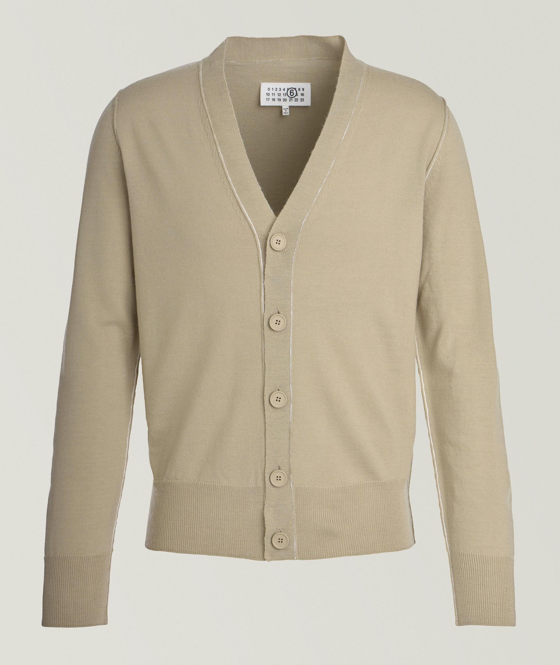 Contrast Tipped Virgin Wool-Blend Cardigan image 0