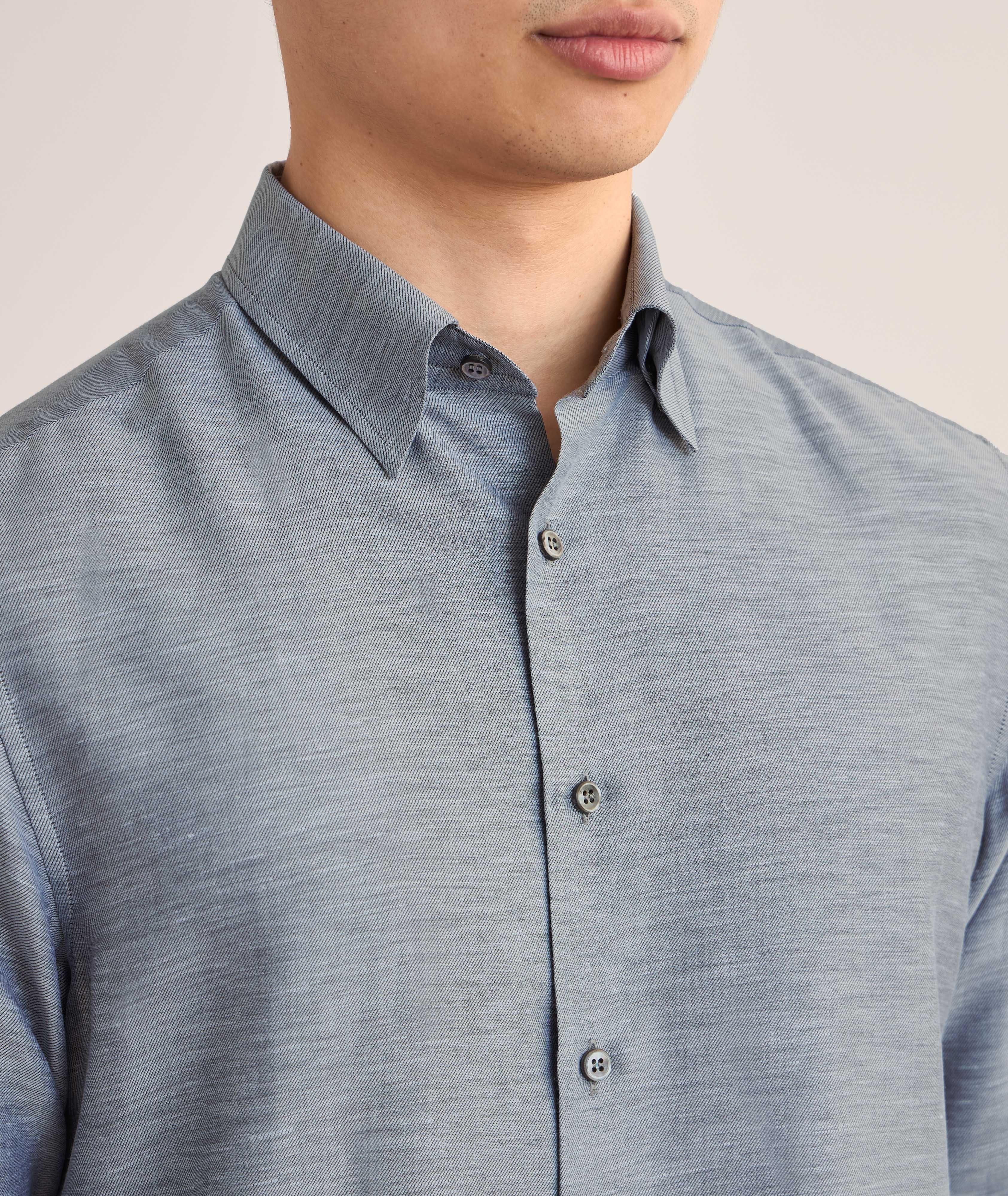 Hidden Button-Down Cotton-Linen Shirt  image 3