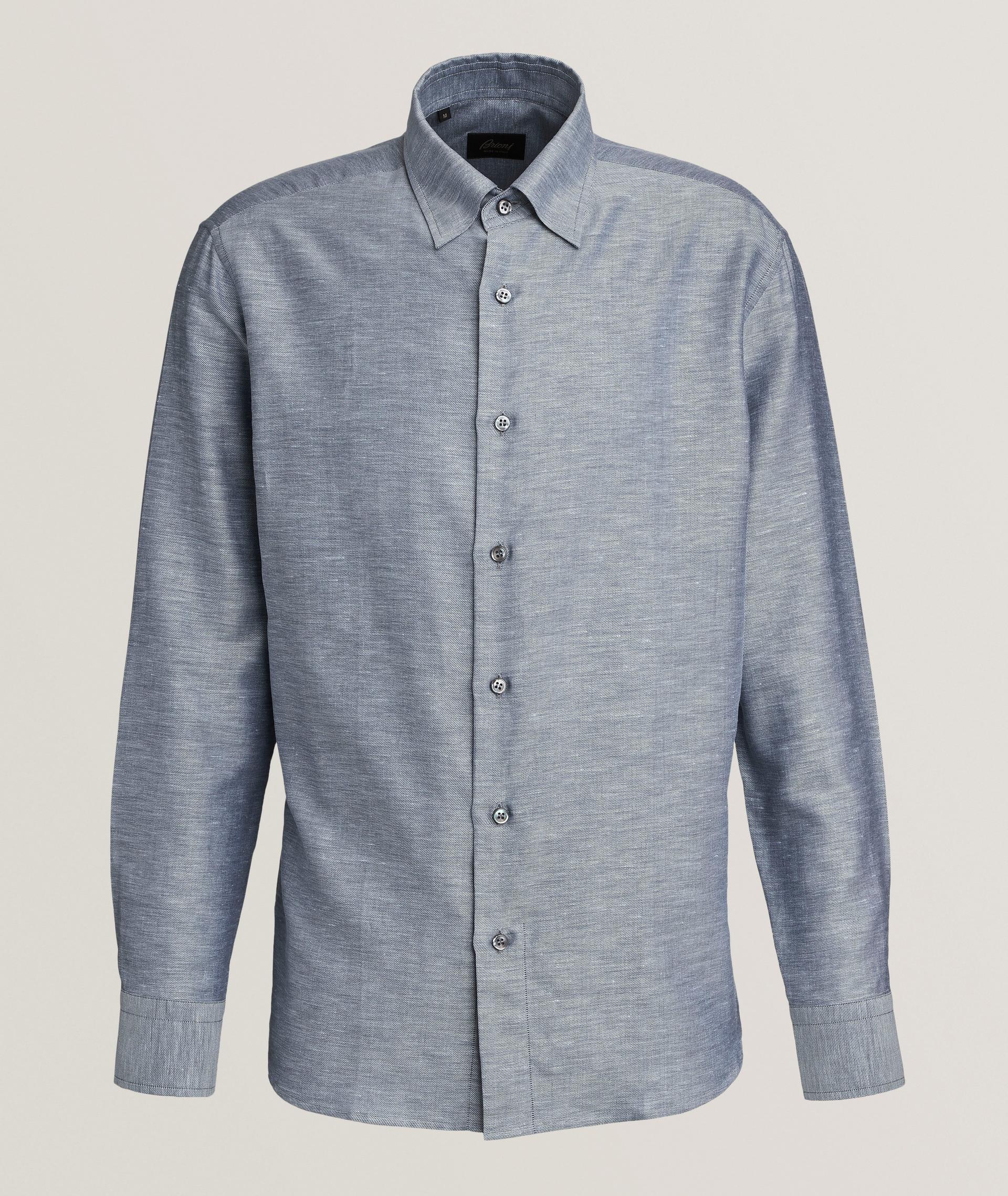 Hidden Button-Down Cotton-Linen Shirt  image 0
