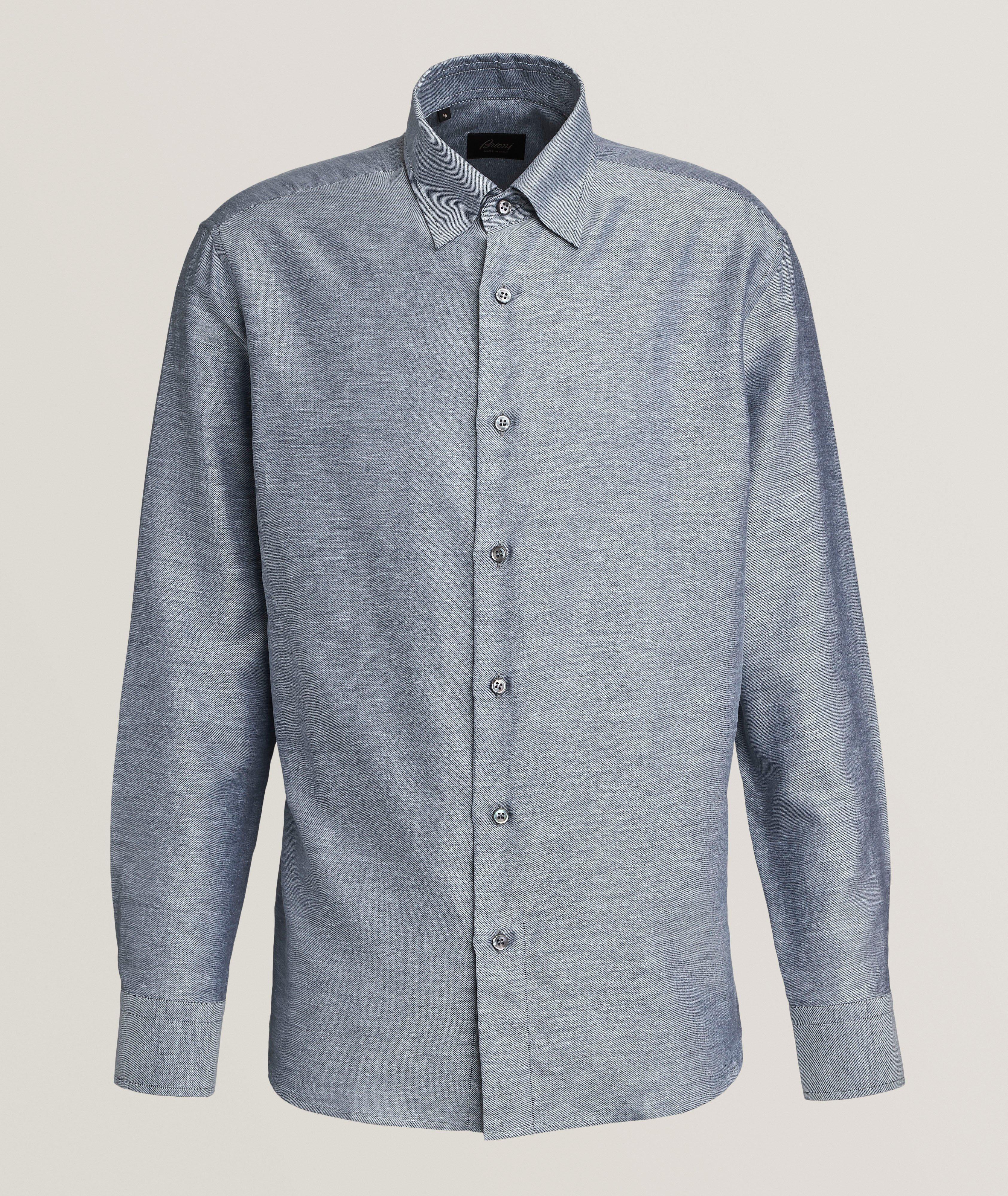 Hidden Button-Down Cotton-Linen Shirt  image 0