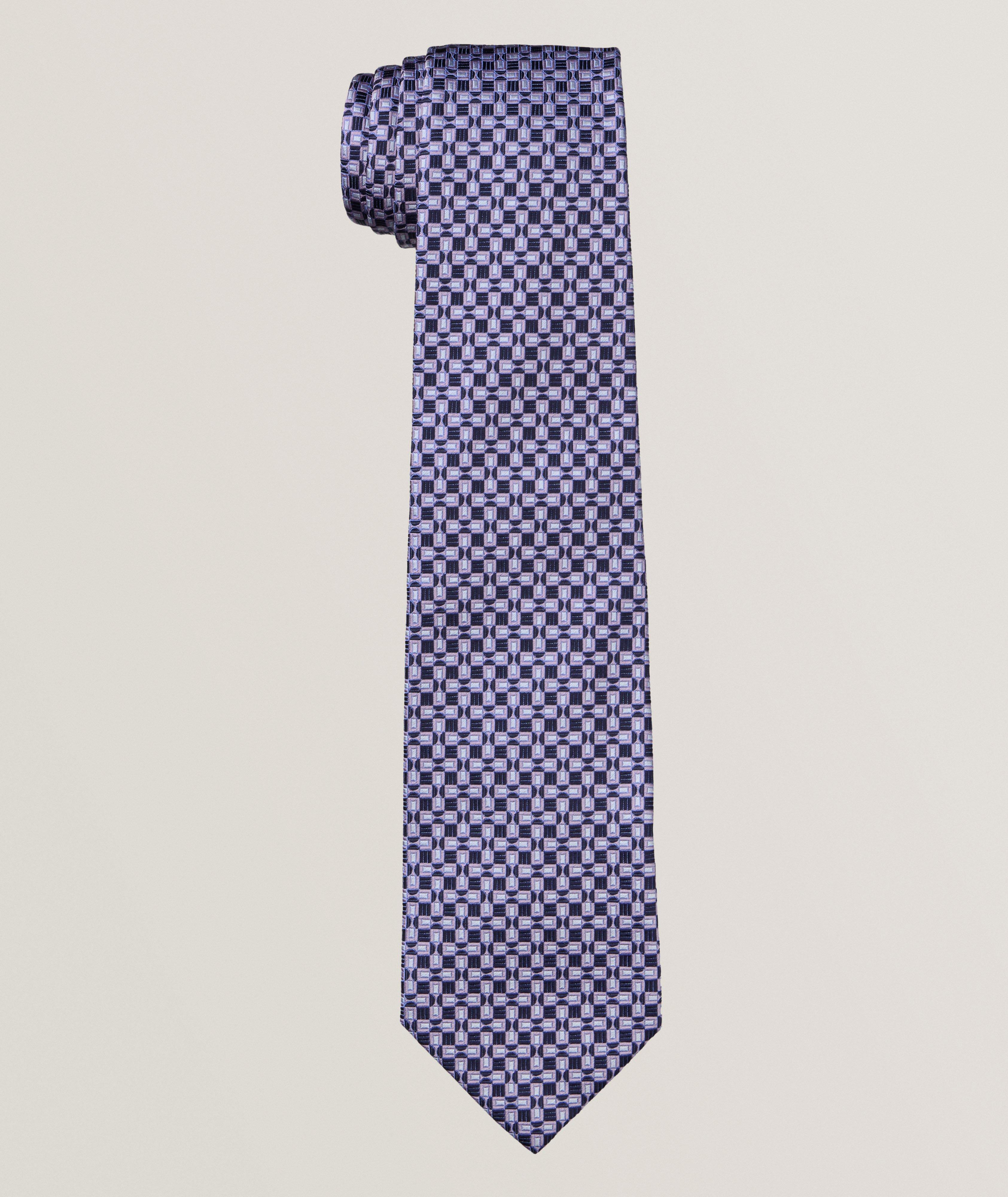 Micro-Geometric Jacquard Silk Tie image 0