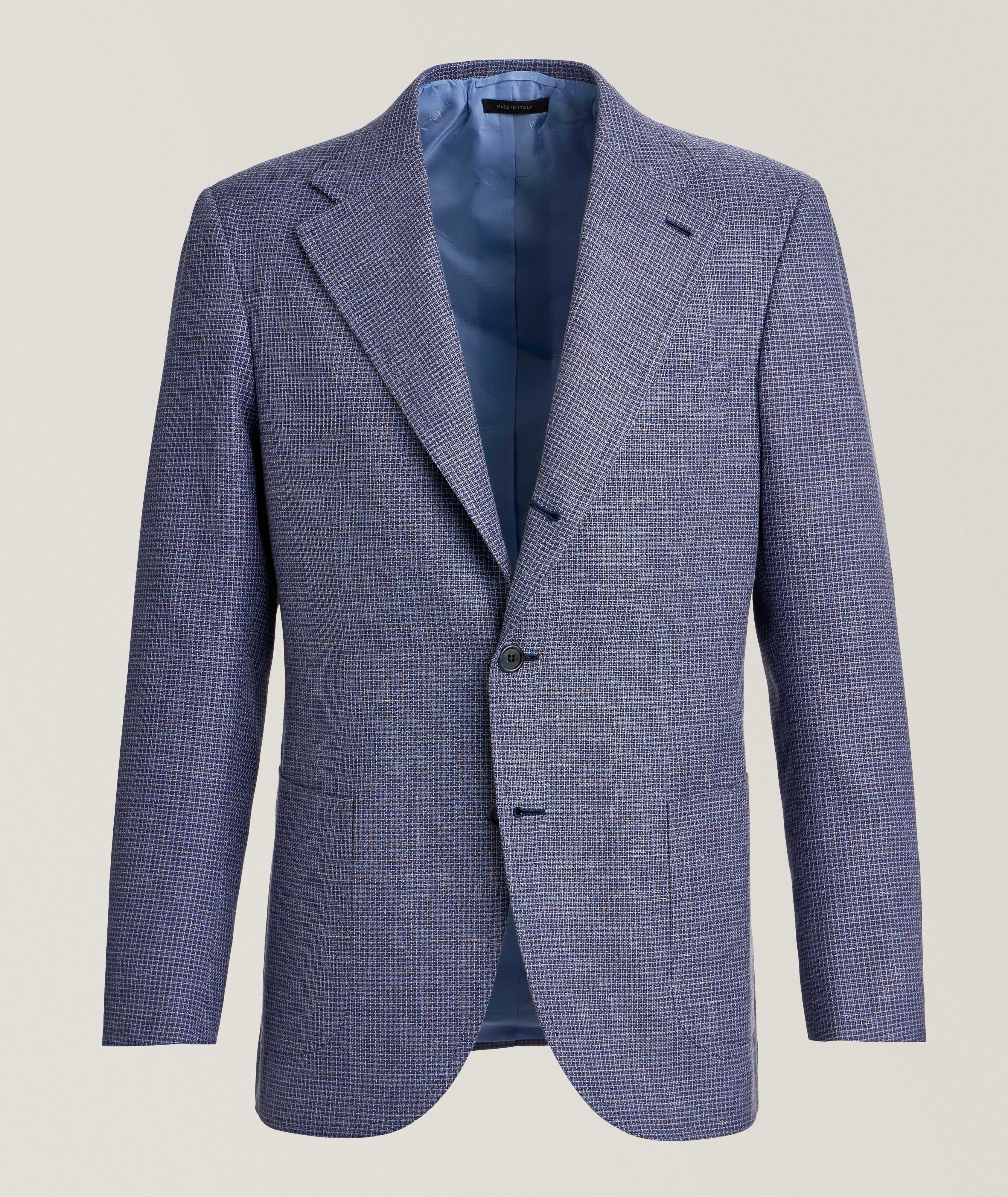 Amalfi Micro-Check Wool-Silk-Linen Sport Jacket   image 0