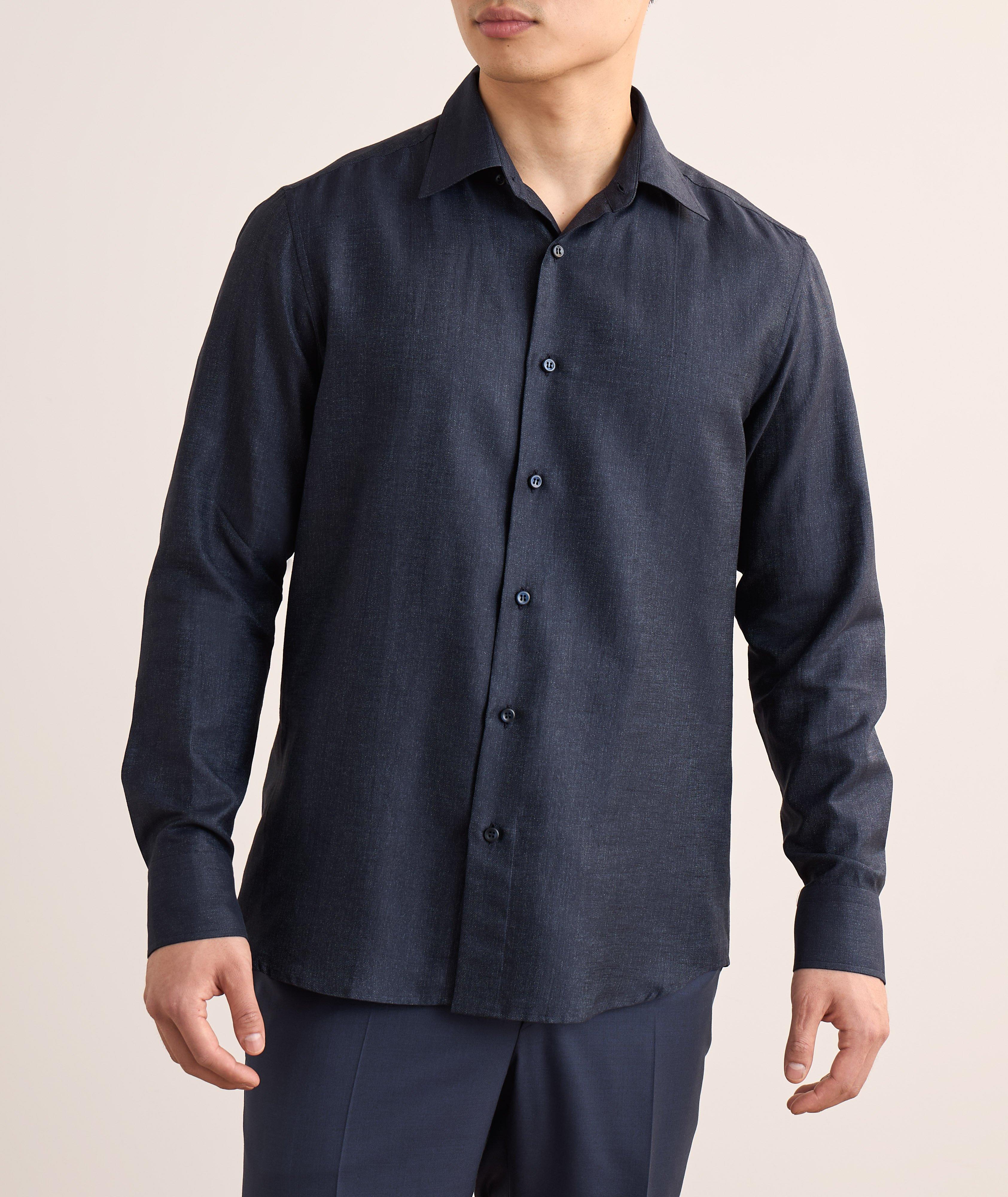 Hidden Button-Down Cotton-Linen Shirt  image 1