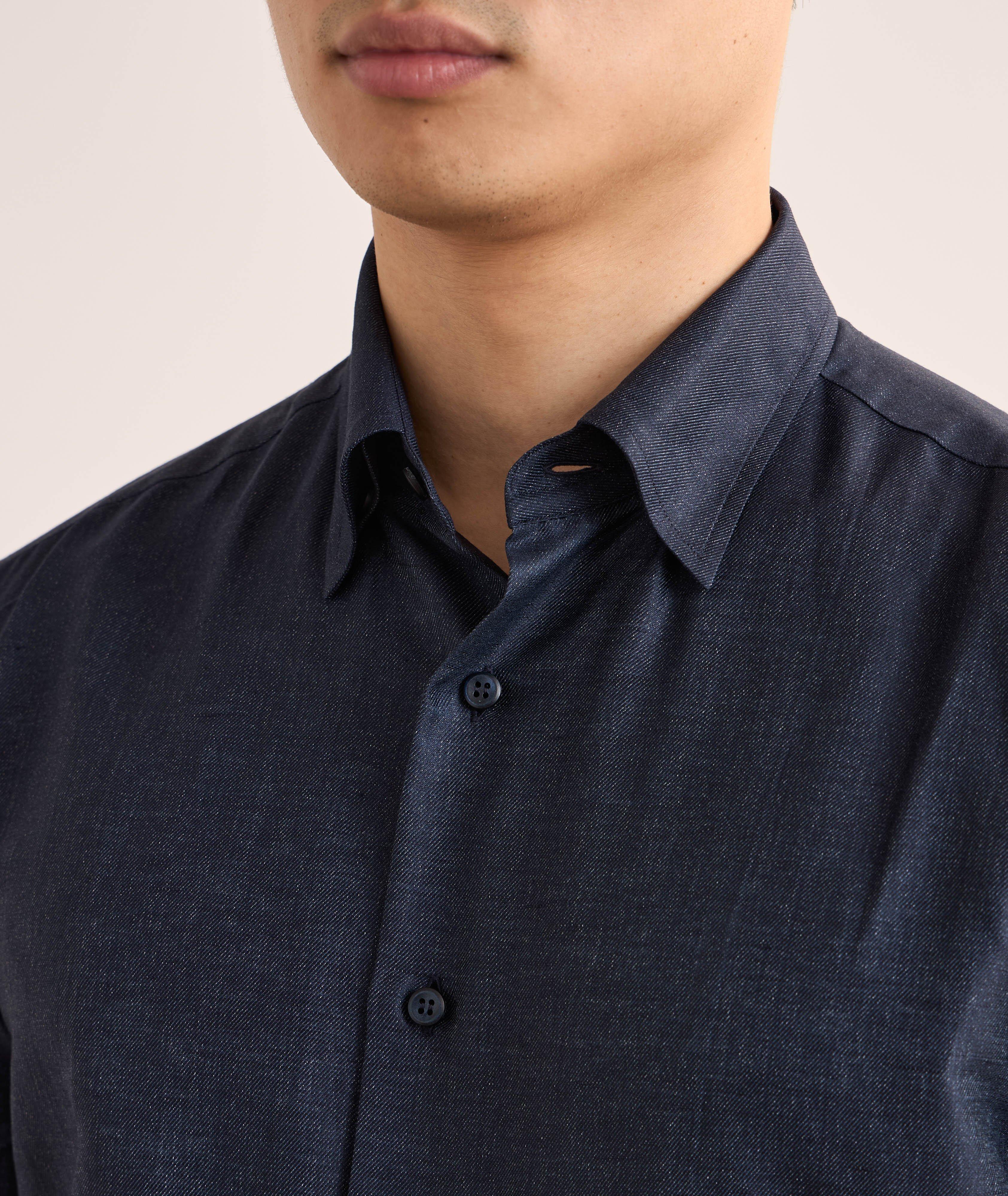 Hidden Button-Down Cotton-Linen Shirt  image 2