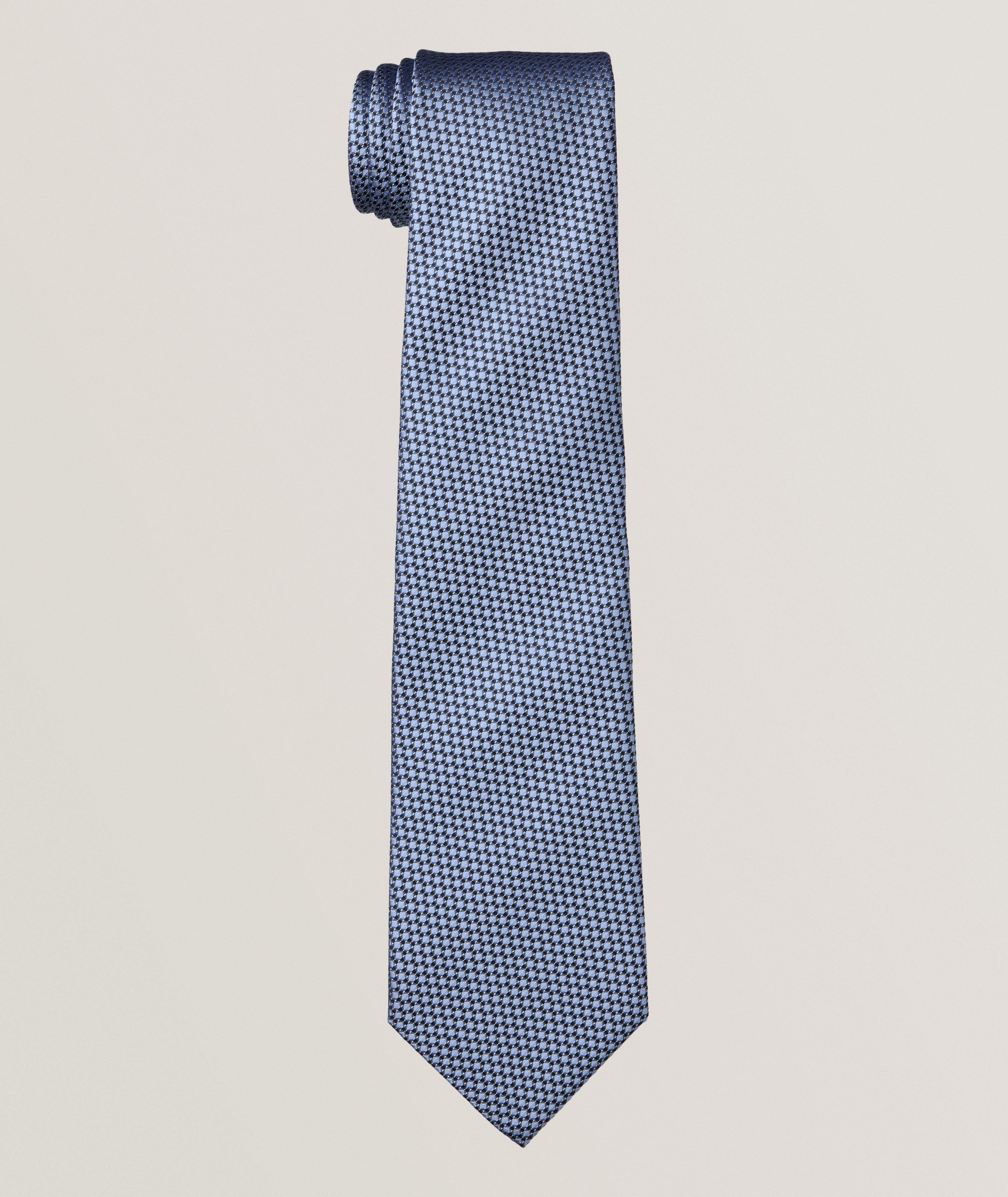 Micro-Geometric Jacquard Silk Tie image 0