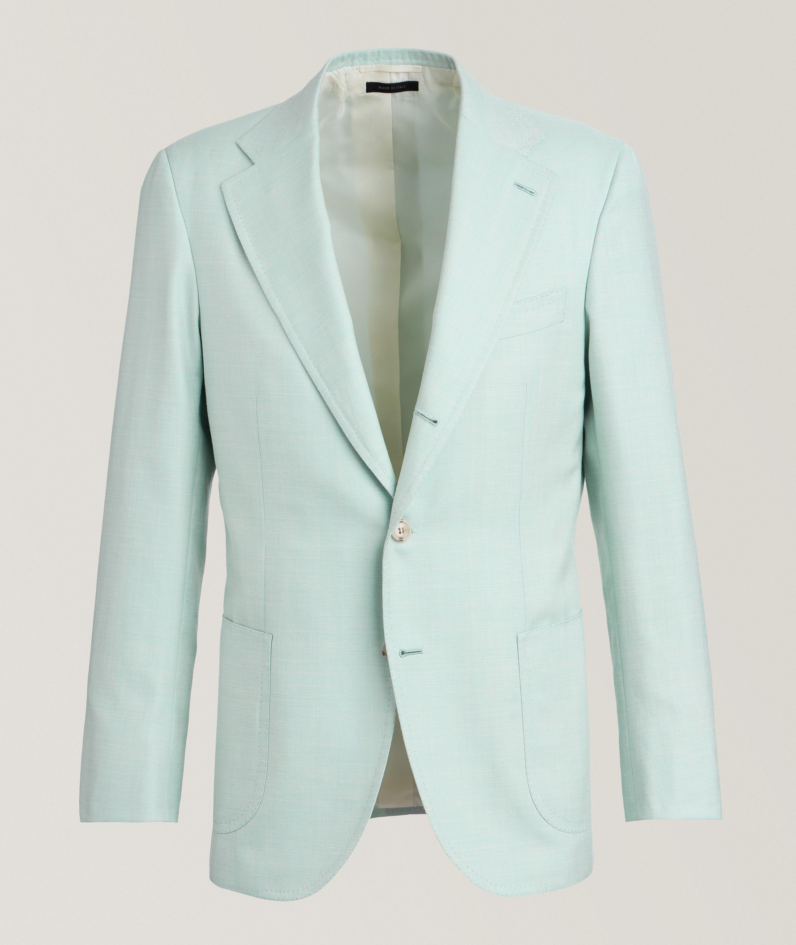 Amalfi Herringbone Wool-Silk-Linen Sport Jacket  image 0