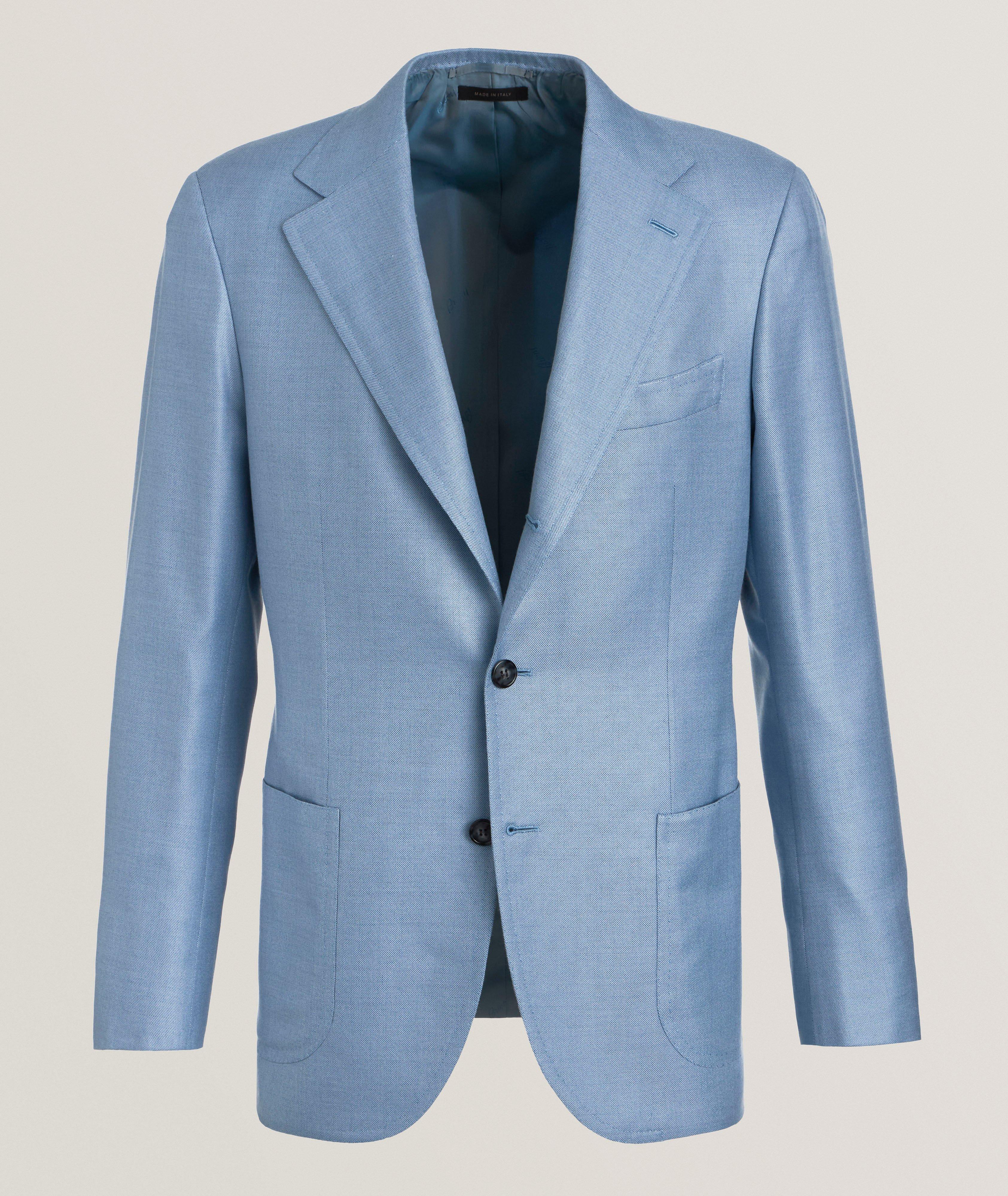 SKY BLUE MELANGE WOOL SILK Giacca Amalfi image 0