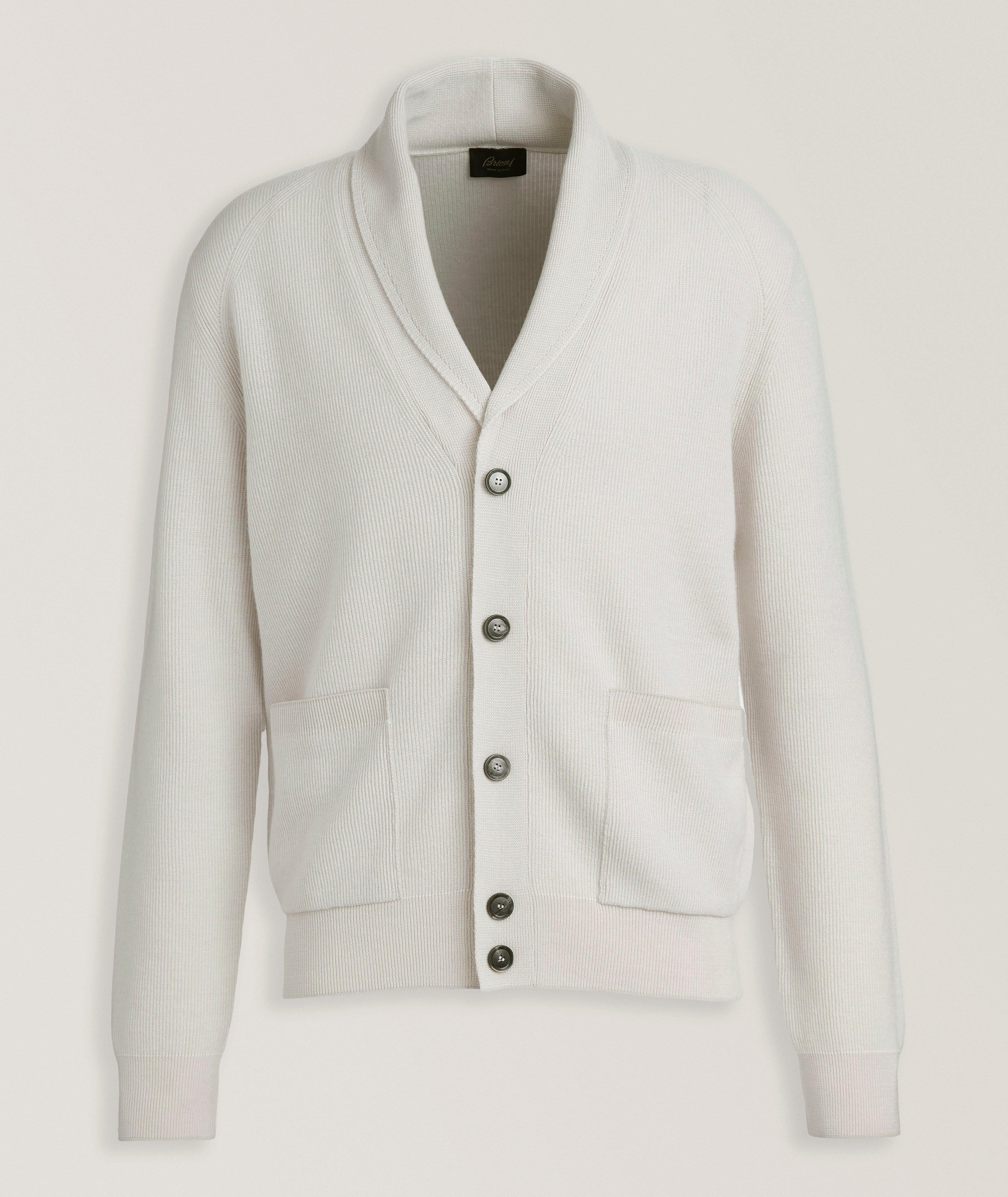 OFF WHITE/WHITE_CASHMERE COTTON VANISE_SHAWL COLLAR CARDIGAN image 0